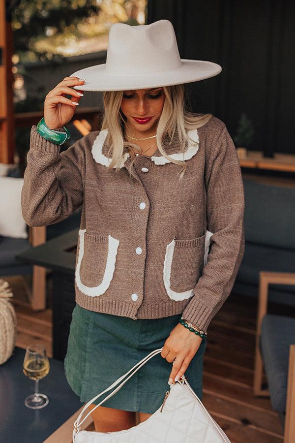 Small Town Cutie Knit Cardigan in Mocha Product Image