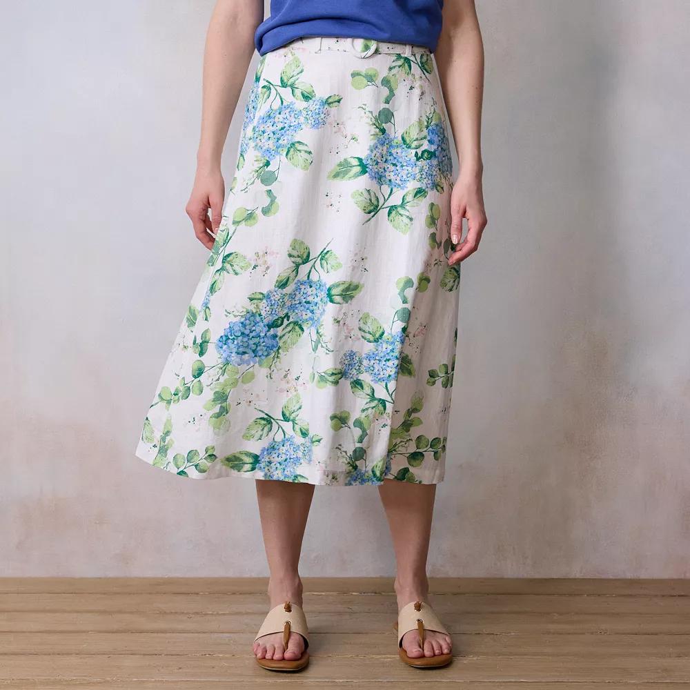 Women's LC Lauren Conrad Self Belt Midi Skirt, Size: Large, White Cape Blooms Product Image