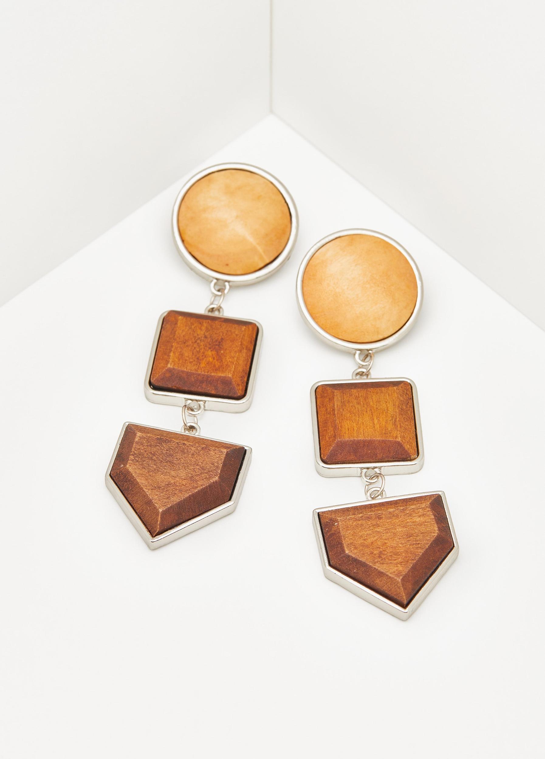 Two Tone Wood Earrings Product Image