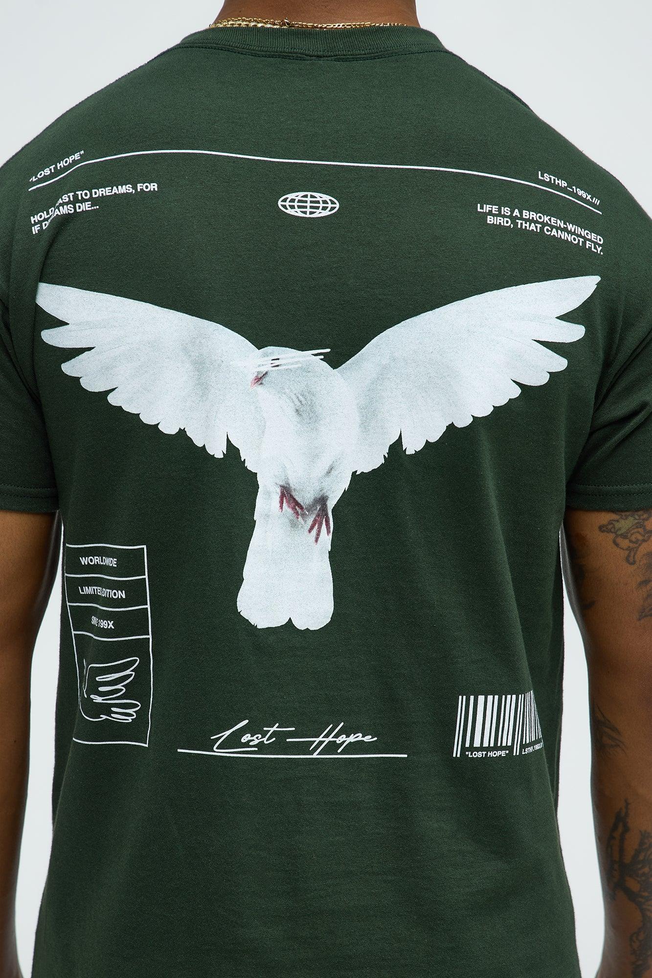 White Bird Short Sleeve Crew Neck T shirt - Hunter Green Product Image