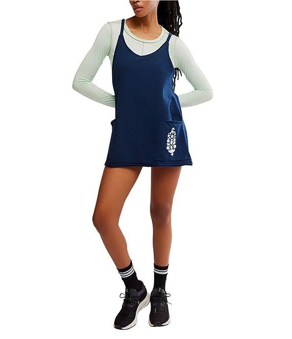 FP Movement Hot Shot Mini Logo V-Neck Sleeveless Patch Pocket Mini Dress Product Image