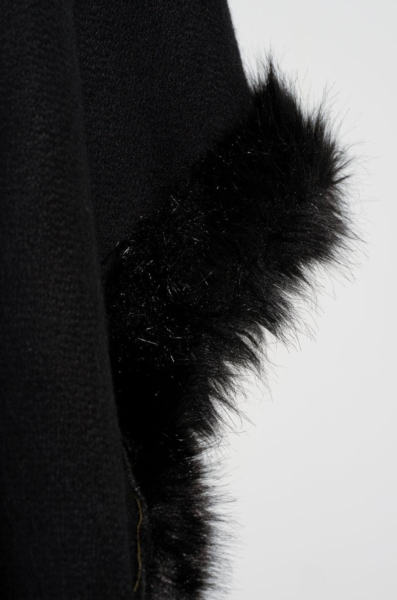 LOVE MY LIFE FAUX FUR TRIM PONCHO Product Image