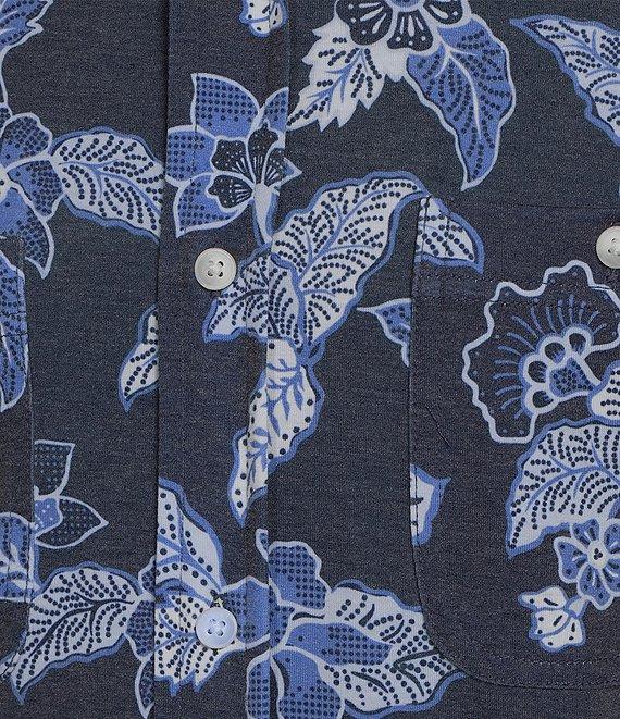 Rowm Rec + Relax Short Sleeve Dot Floral Print Knit Button Front Shirt Product Image