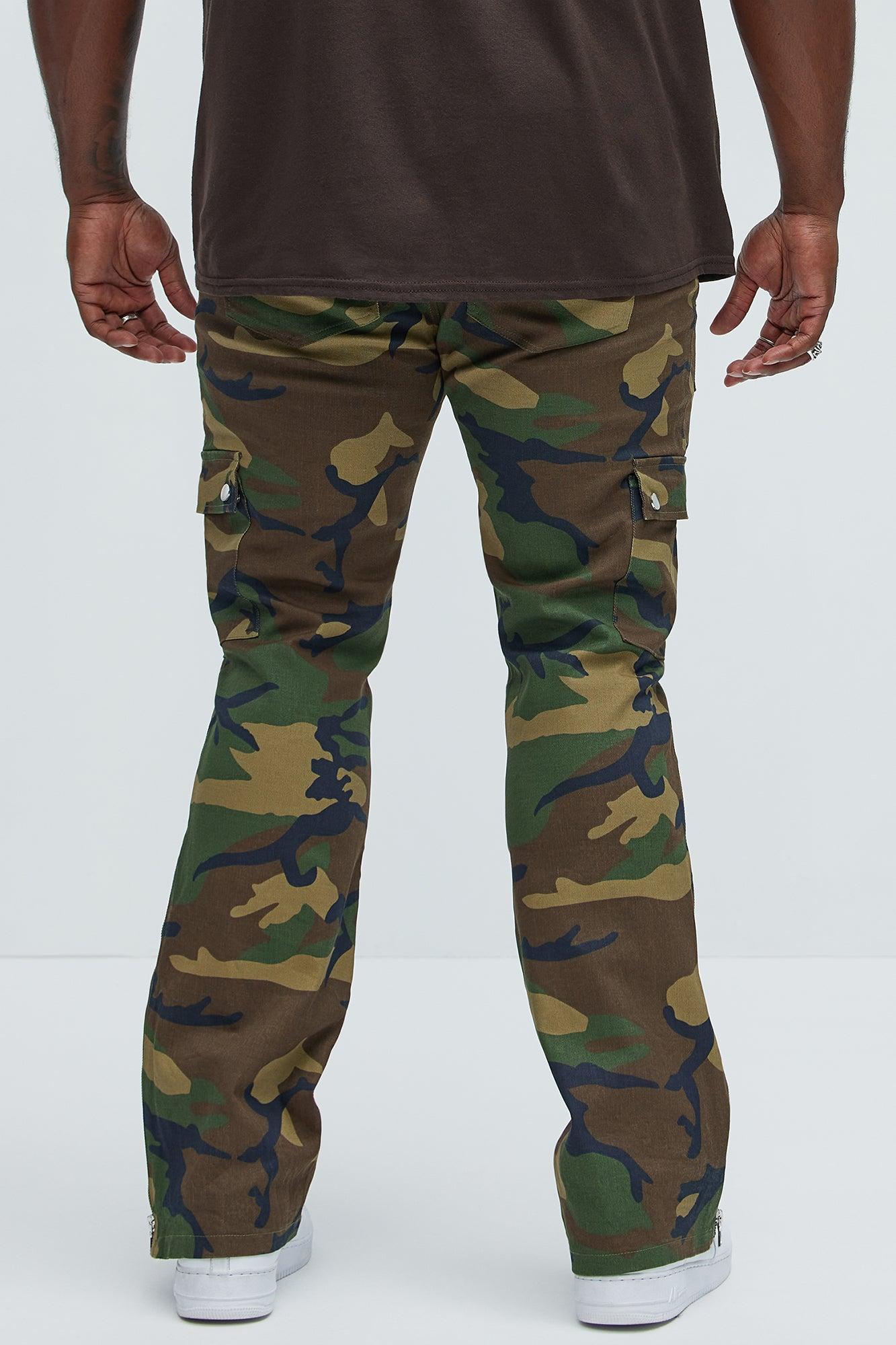 On The Verge Waxed Zipper Skinny Flare Cargo Pants - Camouflage Product Image