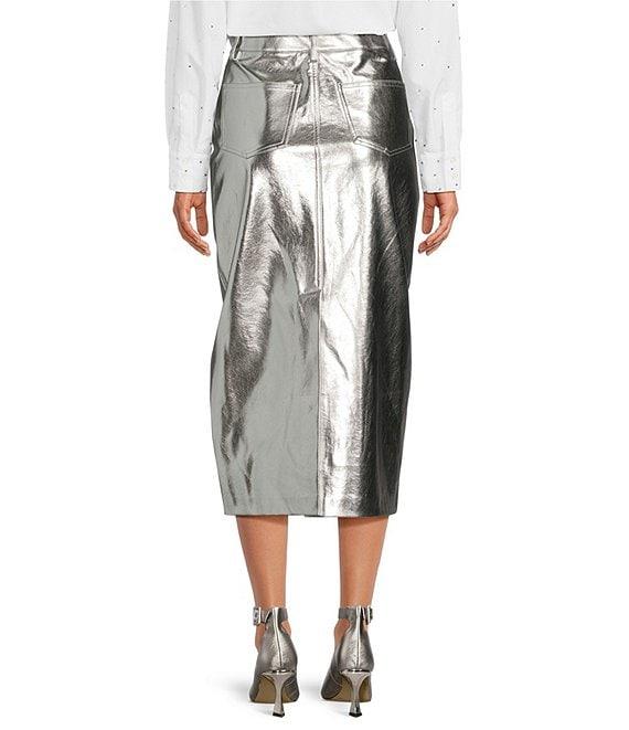 Gianni Bini Gianni Metallic Coated High Rise Midi Skirt Product Image