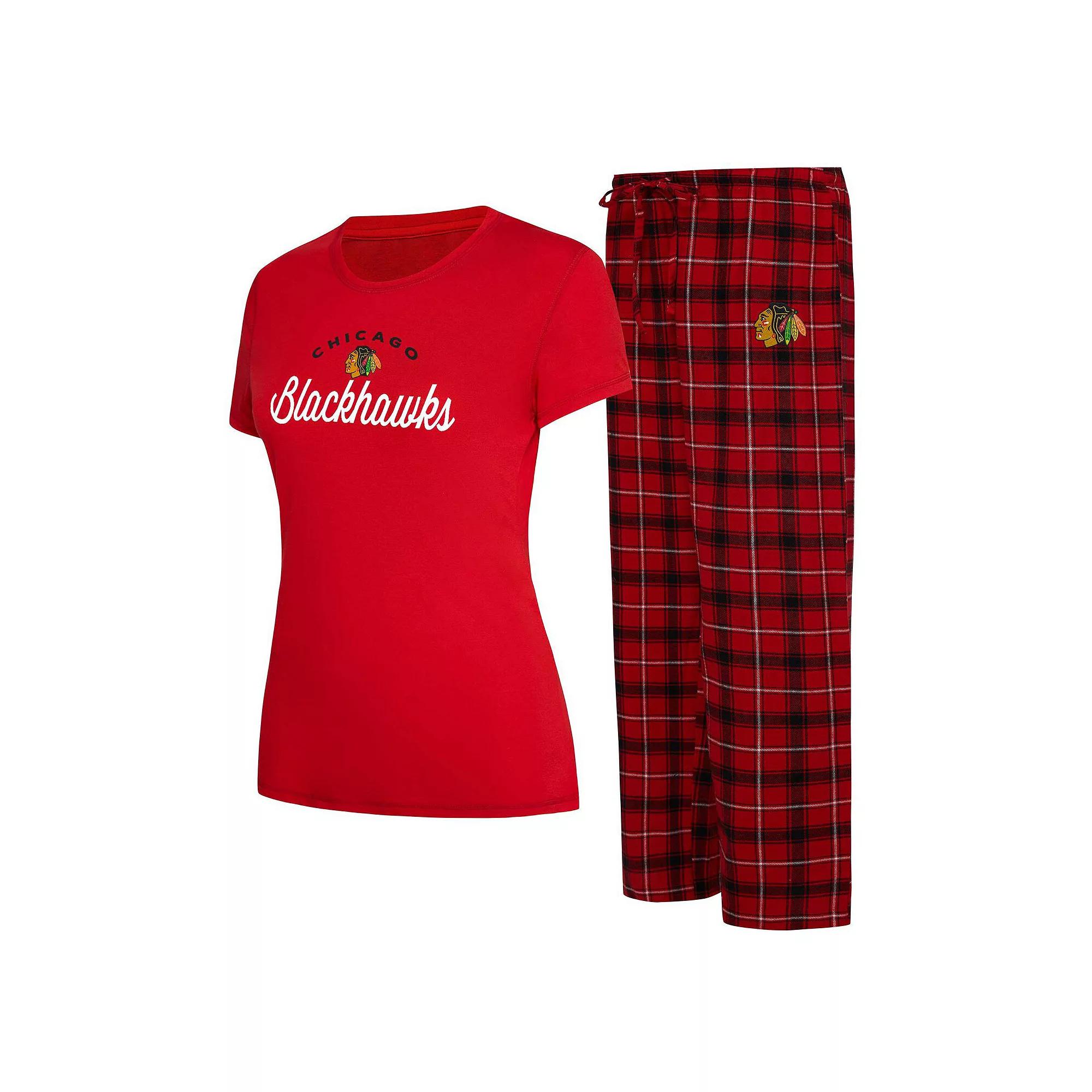 Women's Concepts Sport Red/Black Chicago Blackhawks Arctic T-Shirt & Pajama Pants Sleep Set,  Product Image