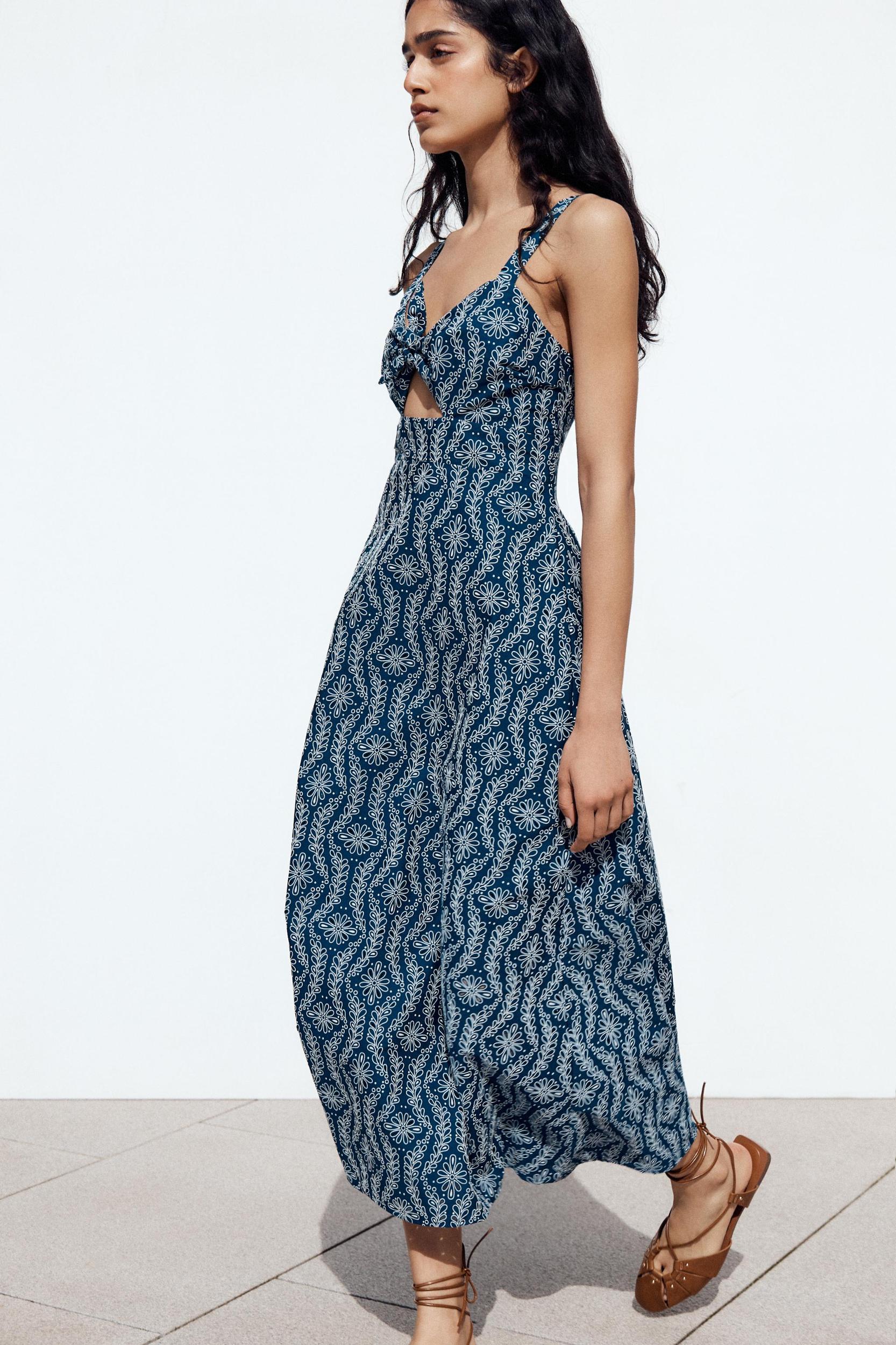 RUBBERIZED OPENWORK EMBROIDERY MIDI DRESS Product Image