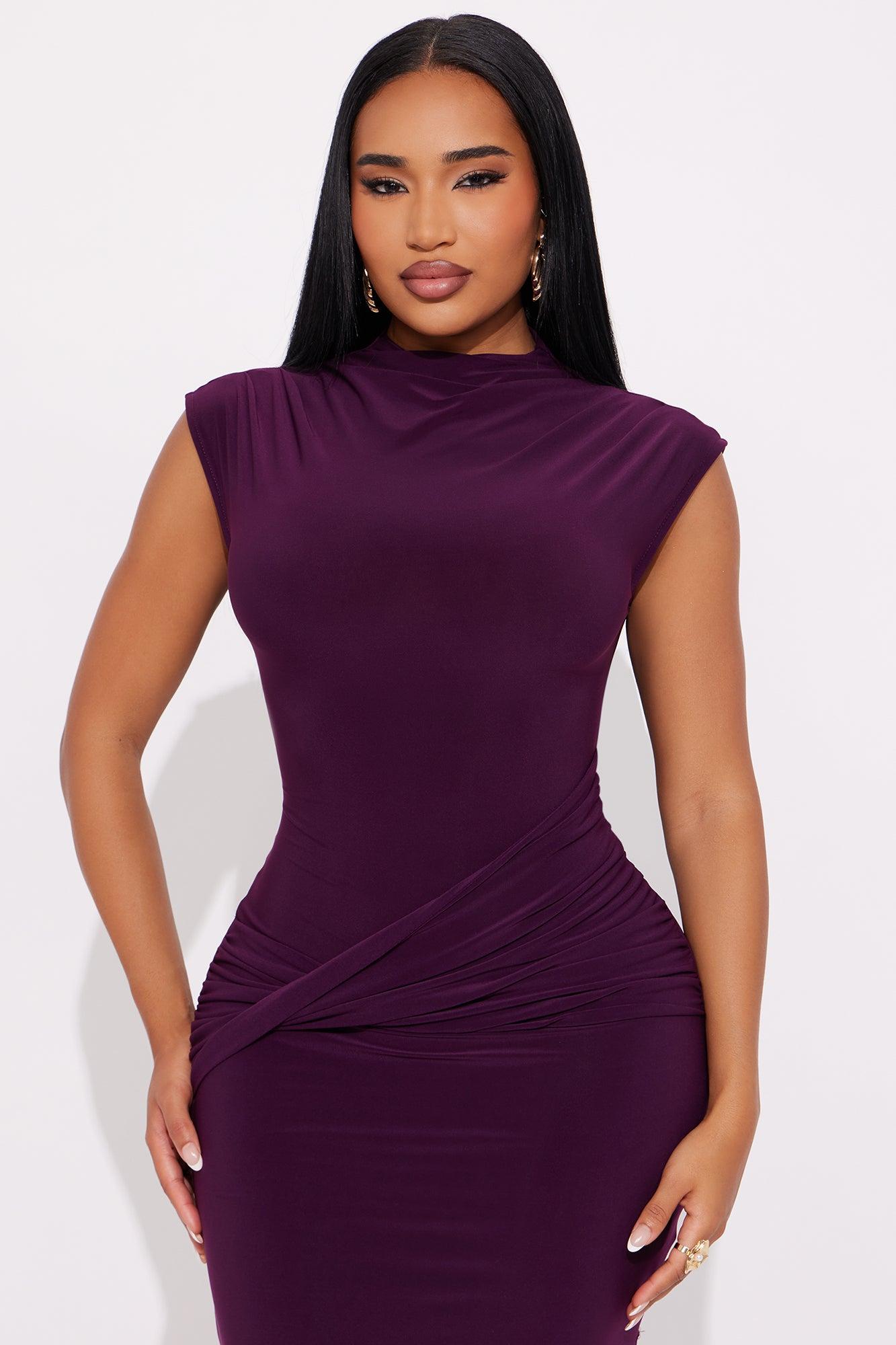 Renae Short Sleeve Ruched Maxi Dress - Plum Female Product Image