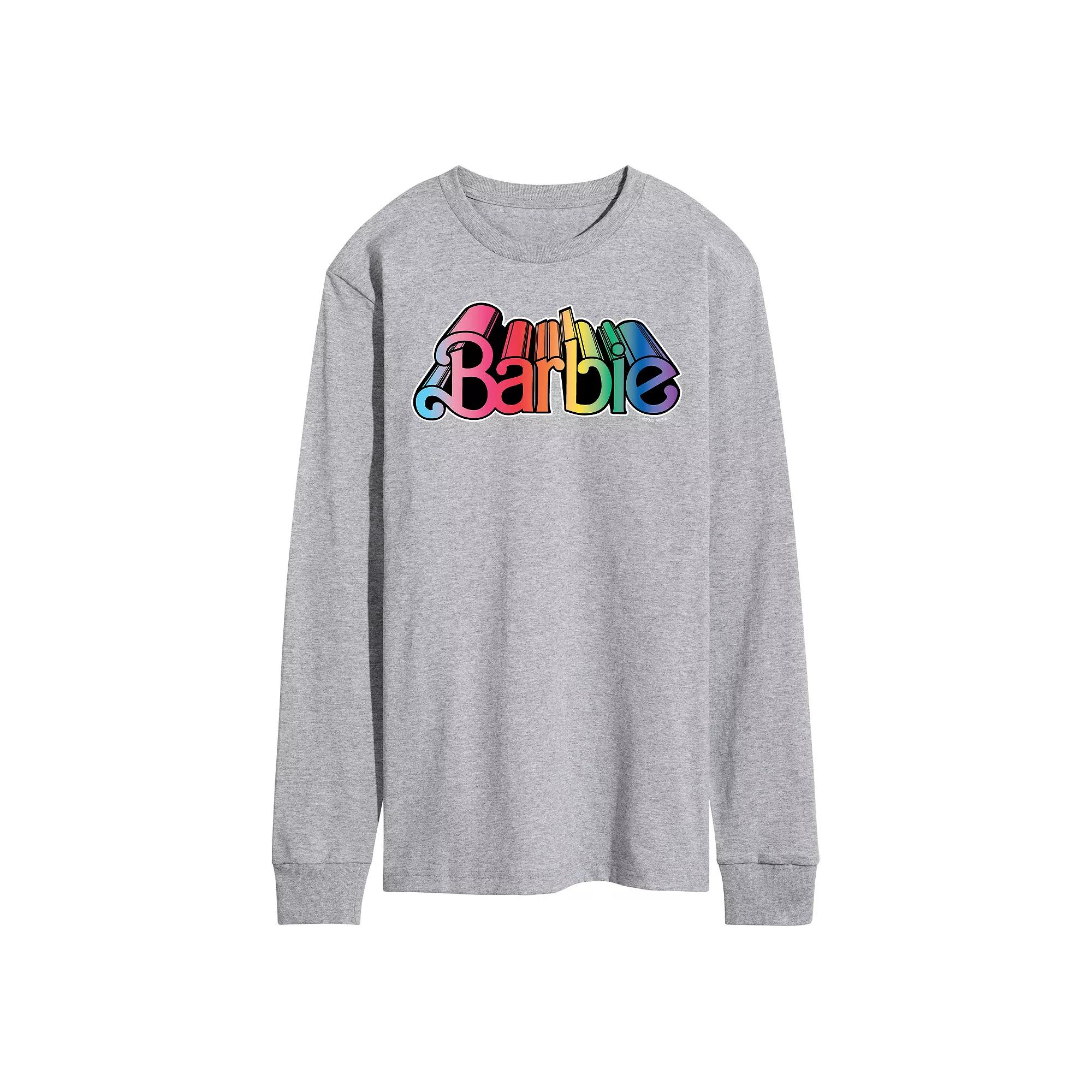 Men's Barbie Pride Logo Long Sleeve Graphic Tee,  Product Image