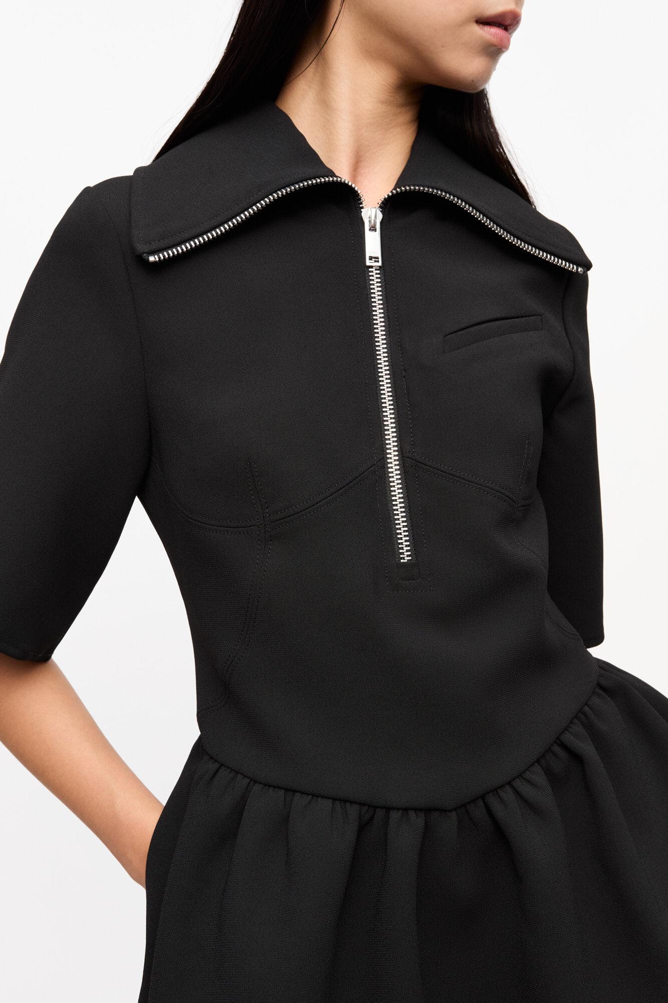 Black Bonded Crepe Mini Dress Product Image