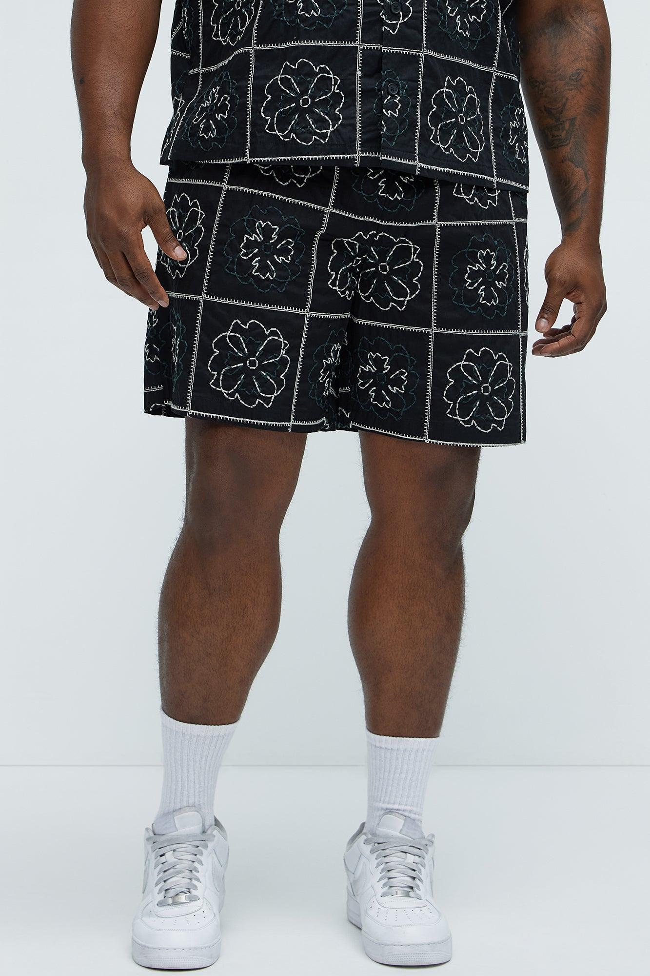 Tropical Bloom Cotton Shorts - Black/combo Product Image