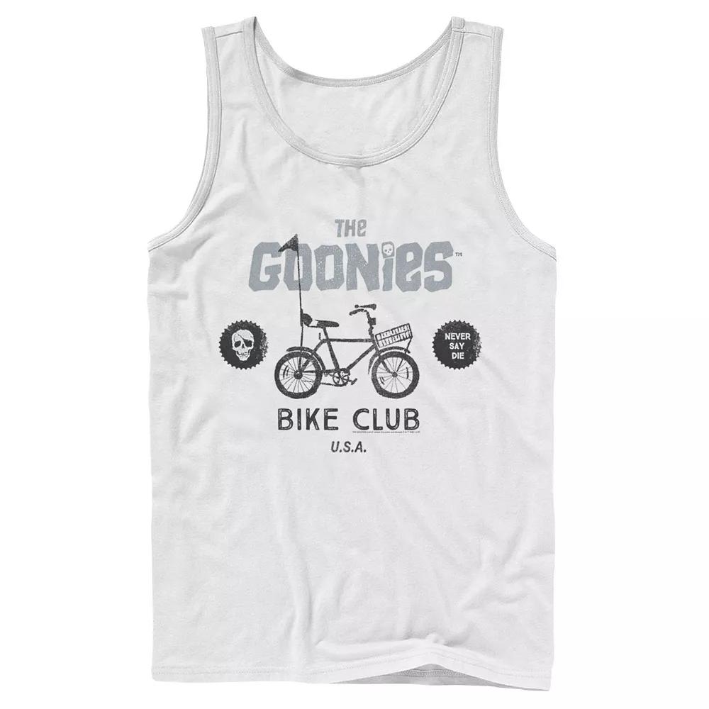 Men's The Goonies Bike Club Never Say Die Text Tank Top,  Product Image