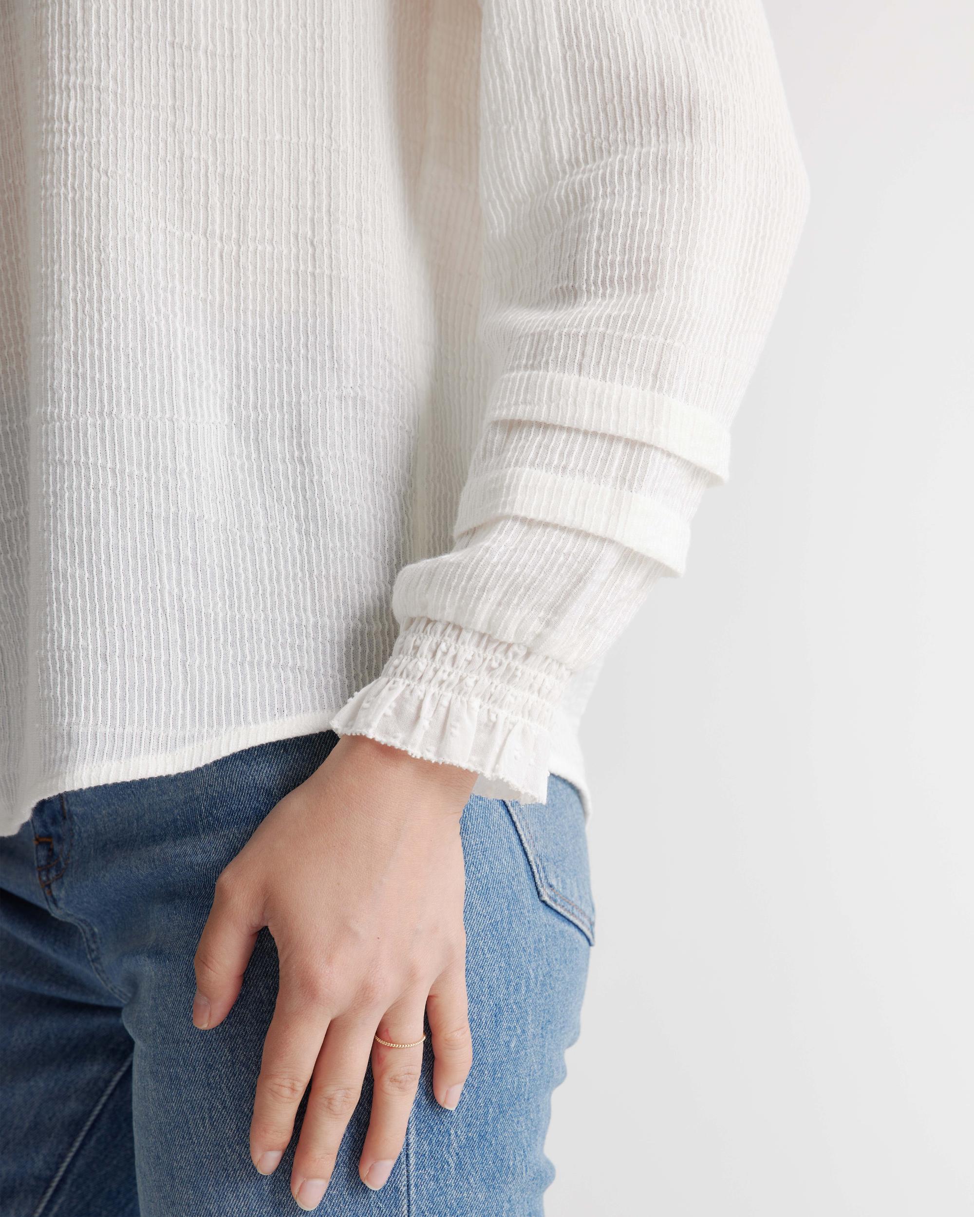 Quince | Women's Organic Textured Cotton Peasant Blouse Organic Cotton Product Image