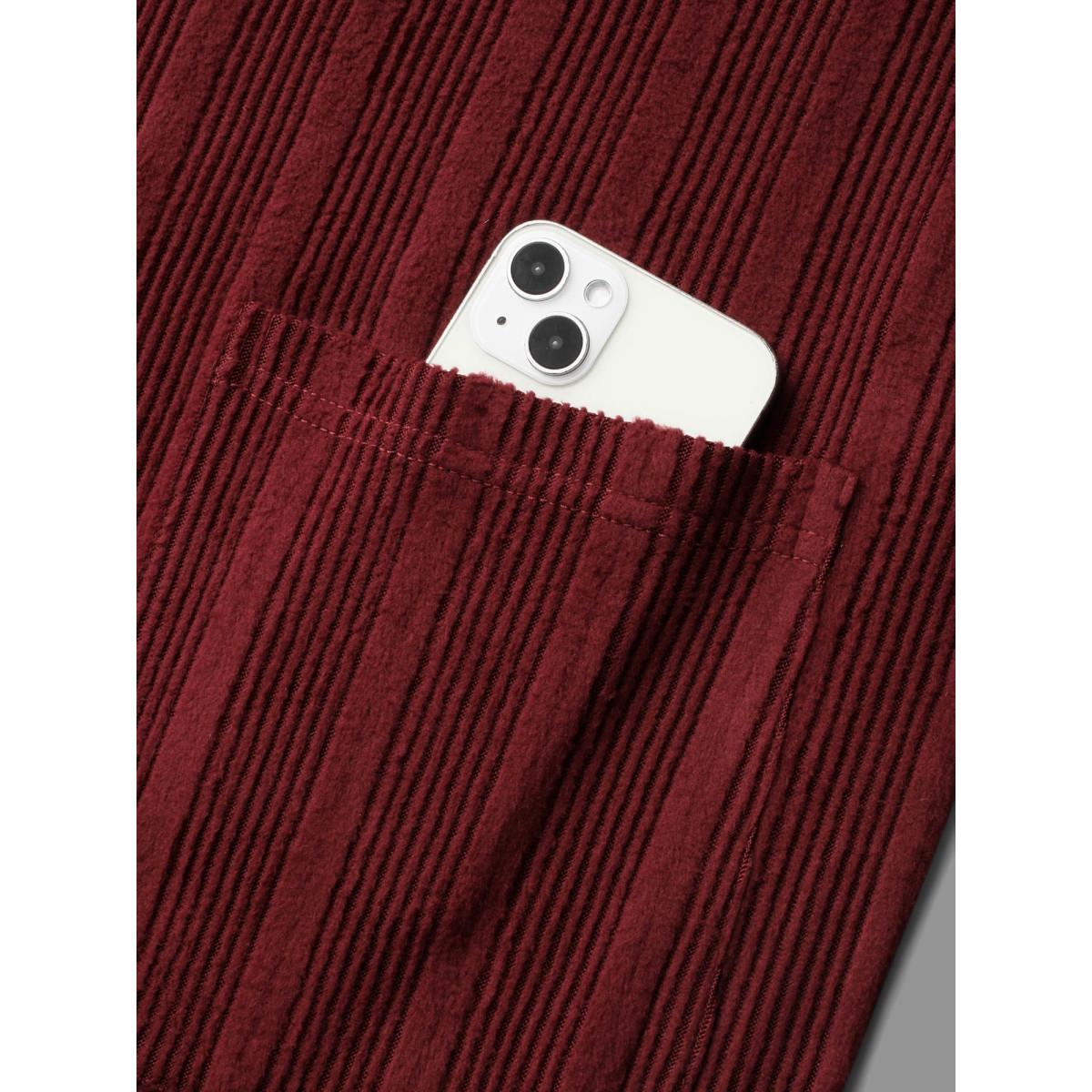 Plus Size Burgundy Textured Pockets Straight Leg Overall Women Casual Sleeveless Non Everyday Loose Jumpsuits BloomChic 12/L Product Image