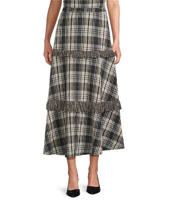 Antonio Melani Coordinating Gretchen A Line Tiered Plaid Midi Skirt Product Image