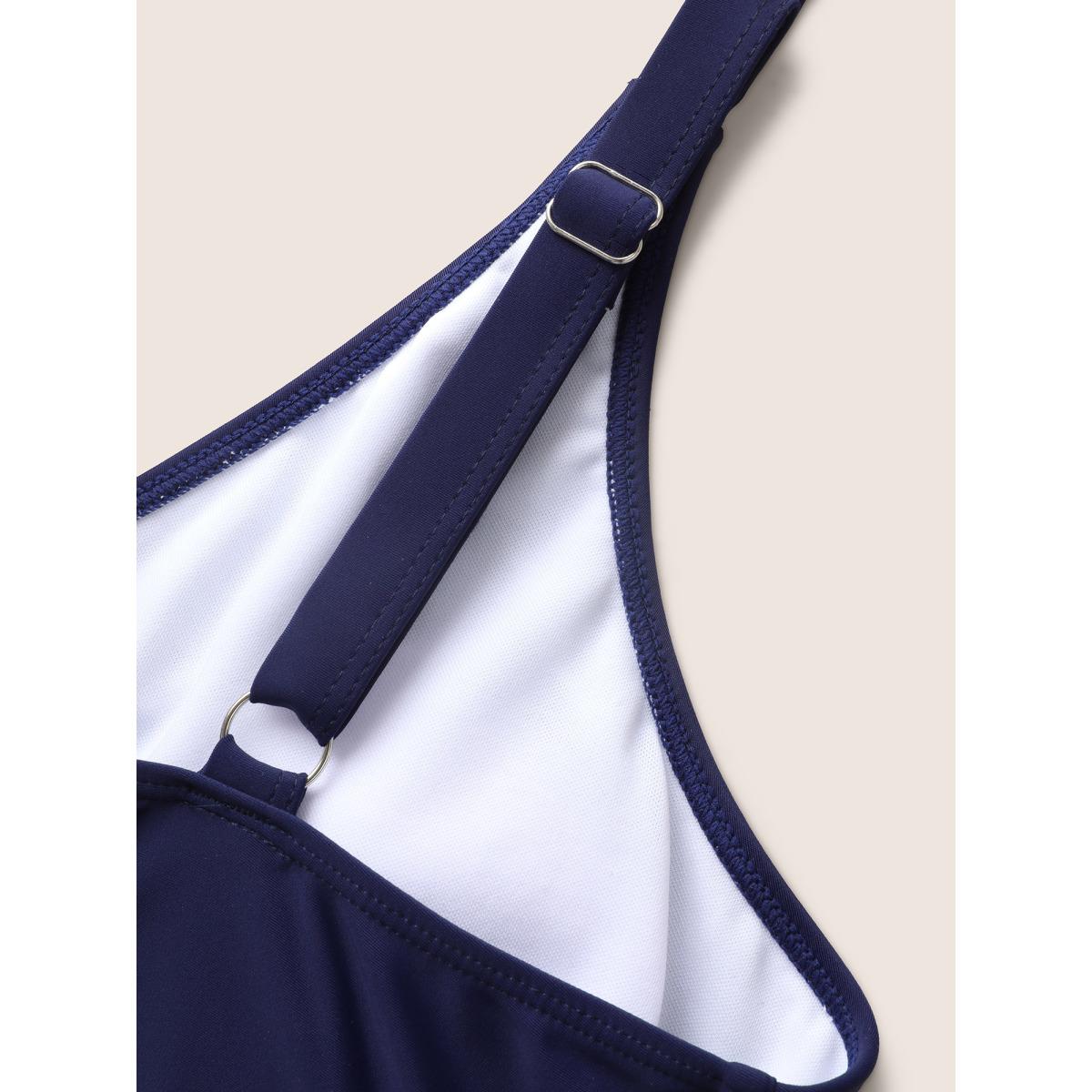 Plus Size Overlap Collar Bandana Print Mesh Swim Dress Women's Swimwear Indigo Beach Loose Overlap Collar High stretch Curve Swim Dresses BloomChic 10/M Product Image