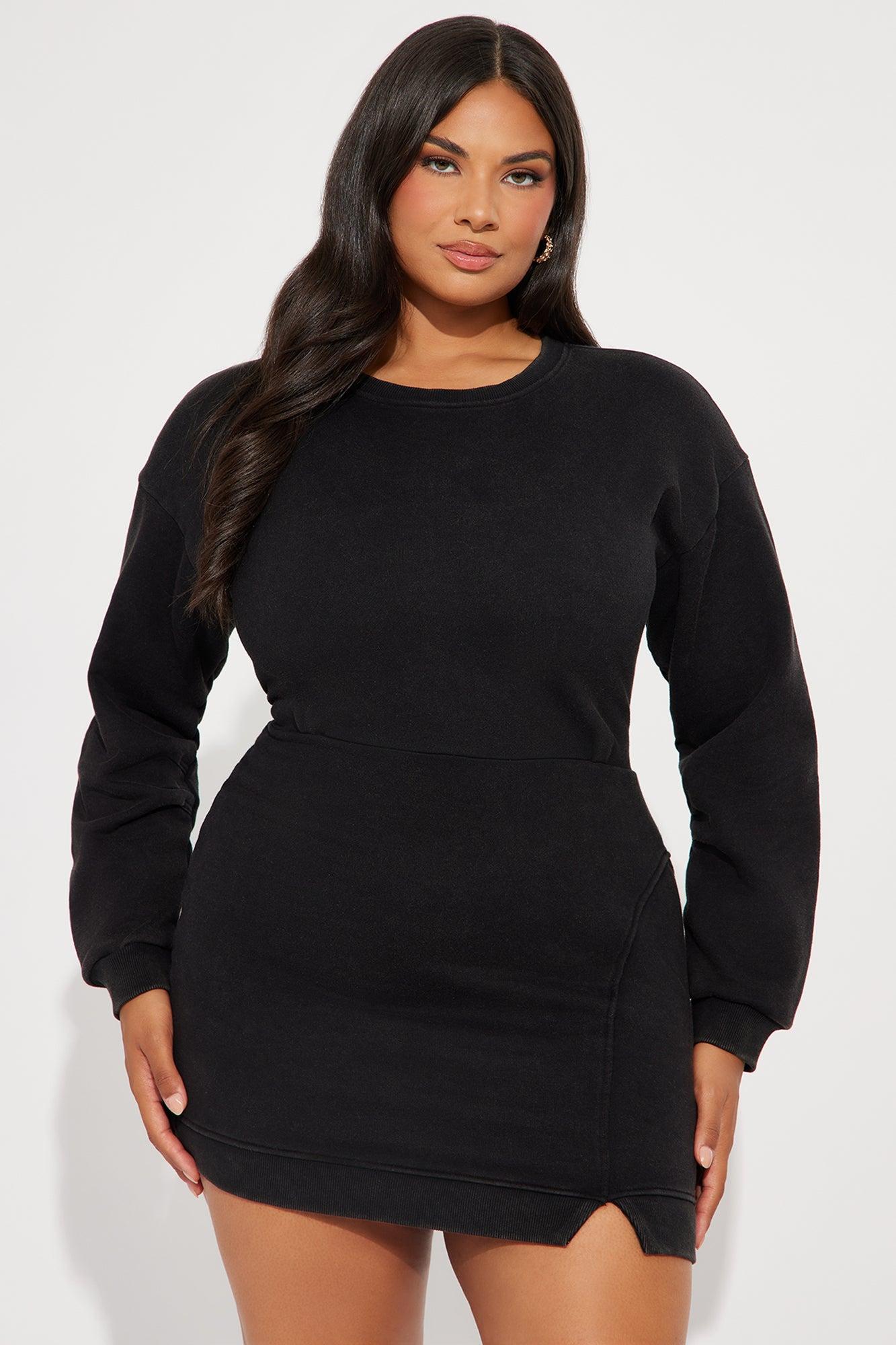 Claudia Sweatshirt Mini Dress - Black Product Image