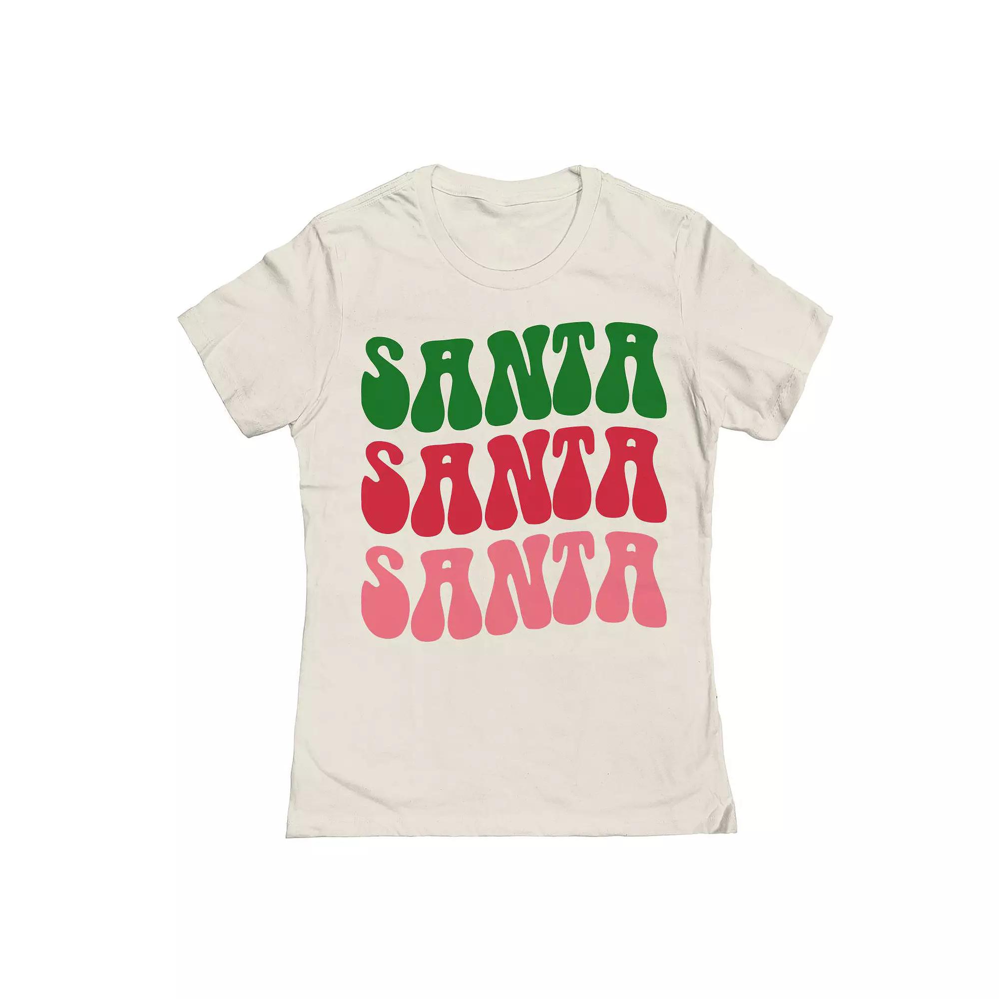 Junior's Christmas Tree Santa Santa Graphic Tee, Women's,  Product Image