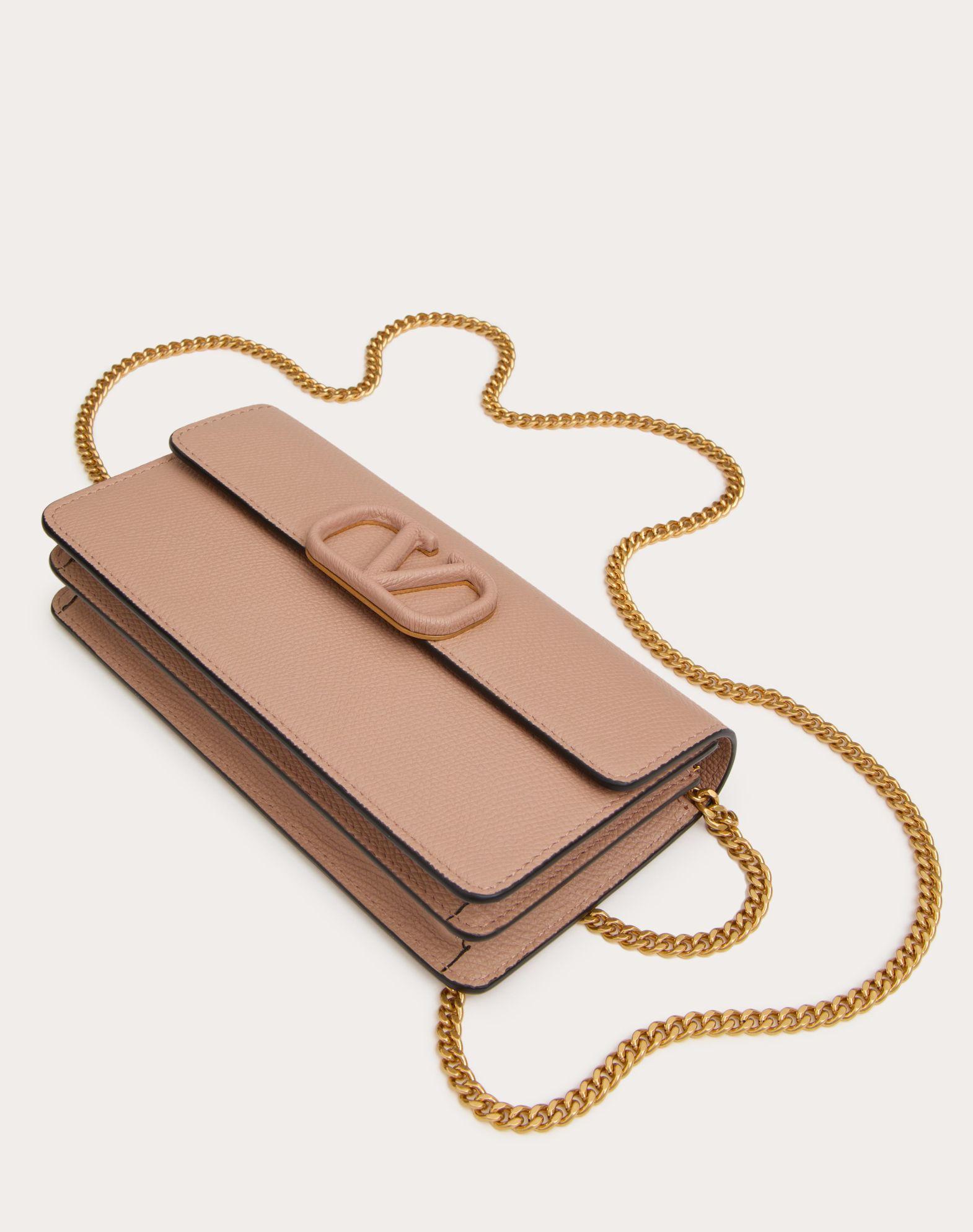 UPTOWN CHAIN WALLET IN GRAIN DE POUDRE EMBOSSED LEATHER Product Image