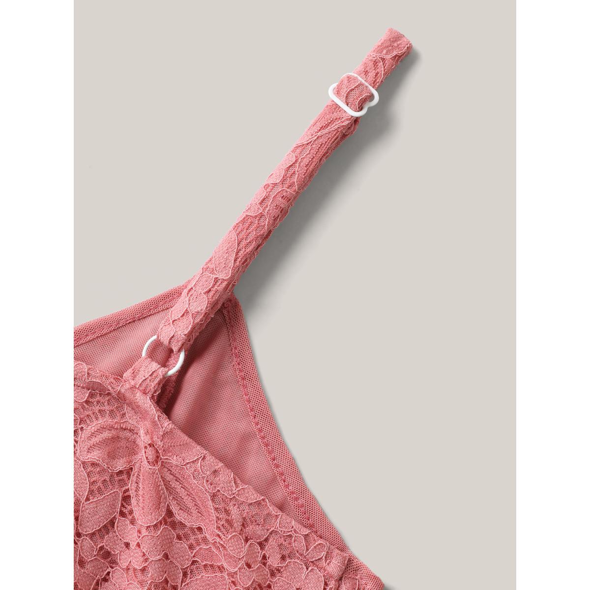 Plus Size Sweet Lace Adjustable Sheer Sleep Dress Women Salmon Lounge Texture Non Loungewear BloomChic 28/5X Product Image