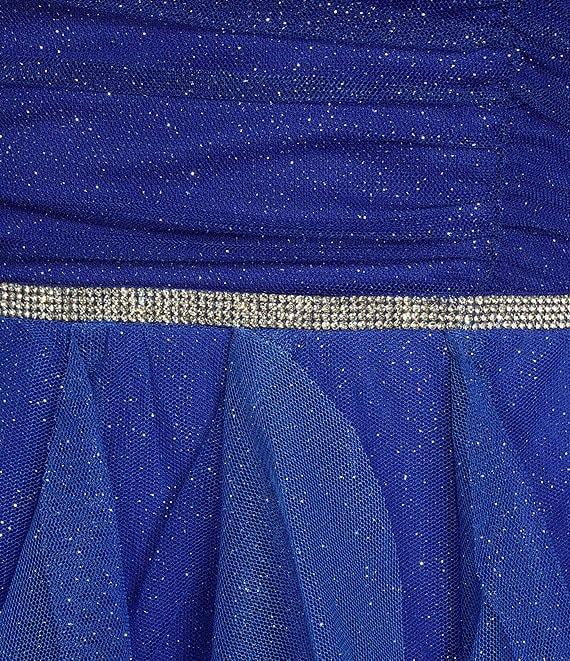 Pear Culture Glitter Mesh Ombre Sweetheart Neck Spaghetti Strap Dress Product Image