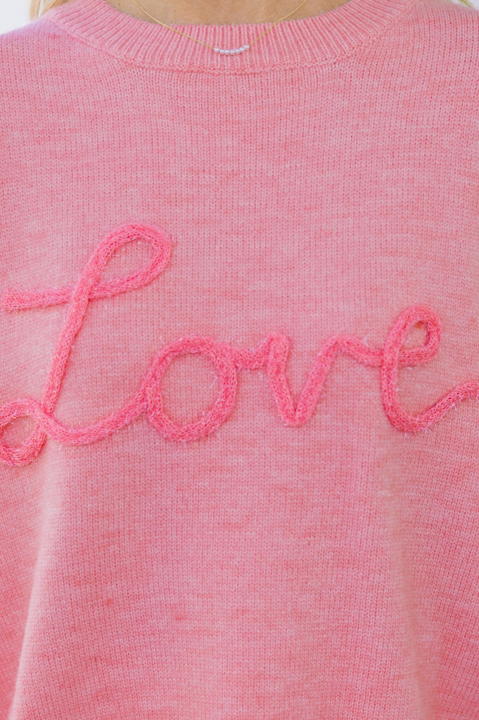 With Love Pink Script Sweater Female Product Image