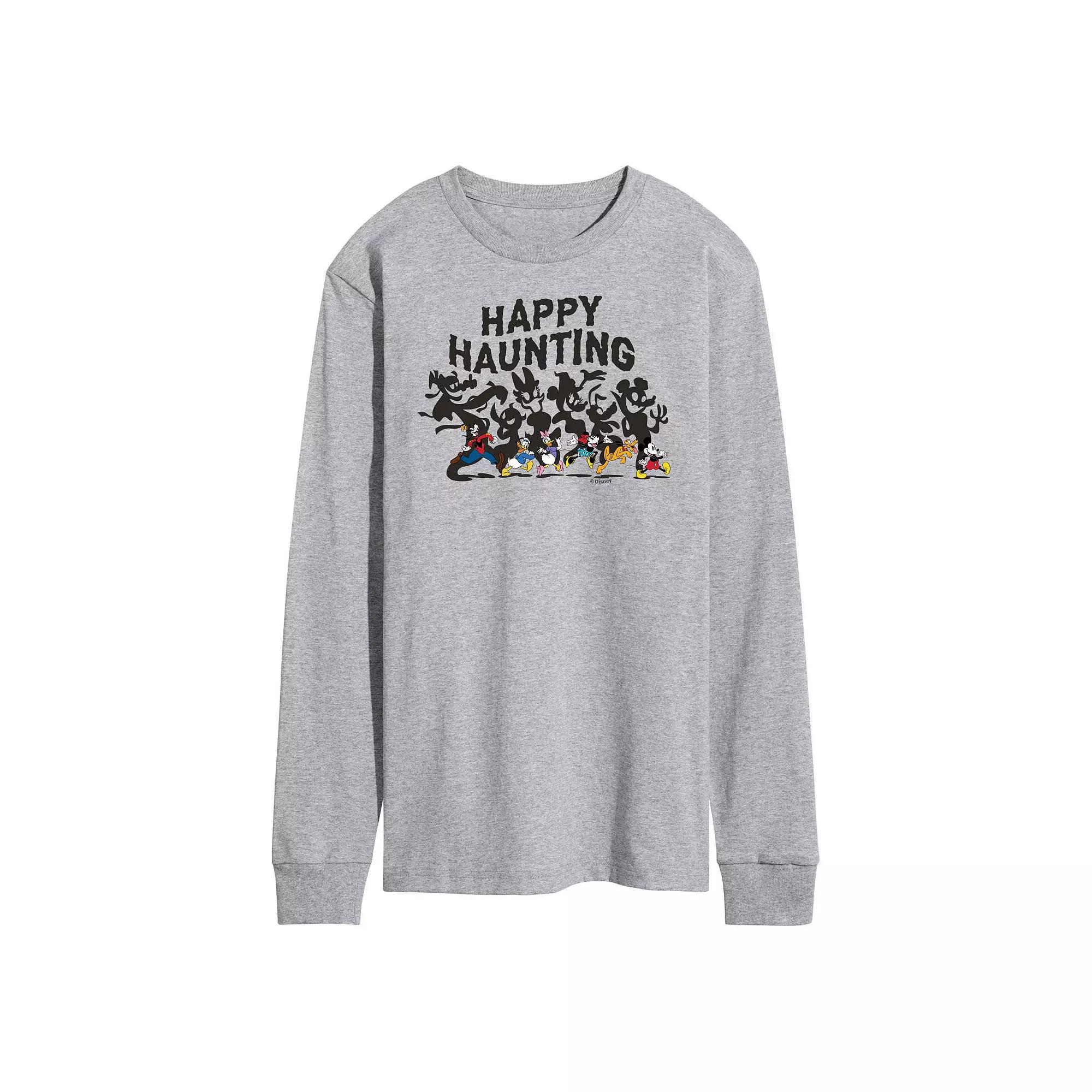 Disney's Mickey Mouse & Friends Men's Happy Haunting Long Sleeve Graphic Tee,  Product Image