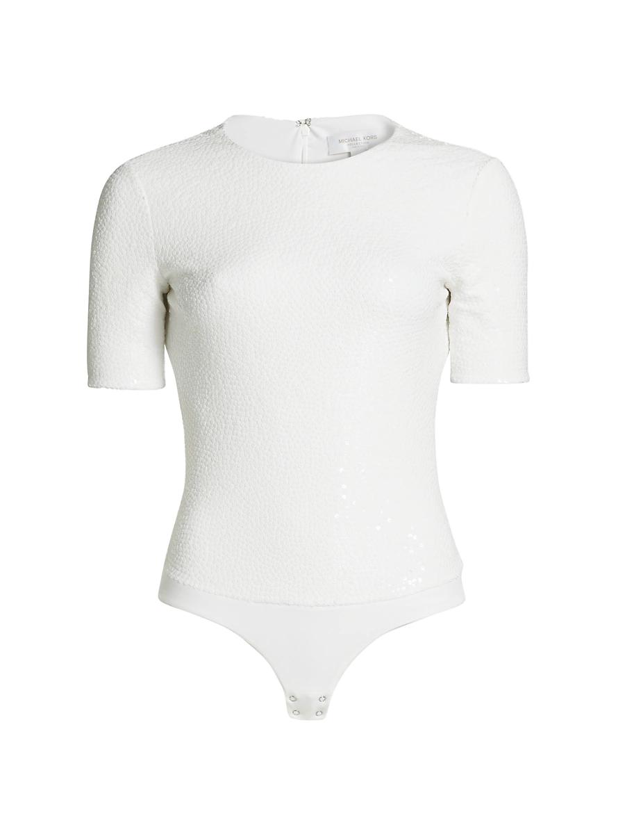 Womens Sequined Matte Jersey Bodysuit Product Image