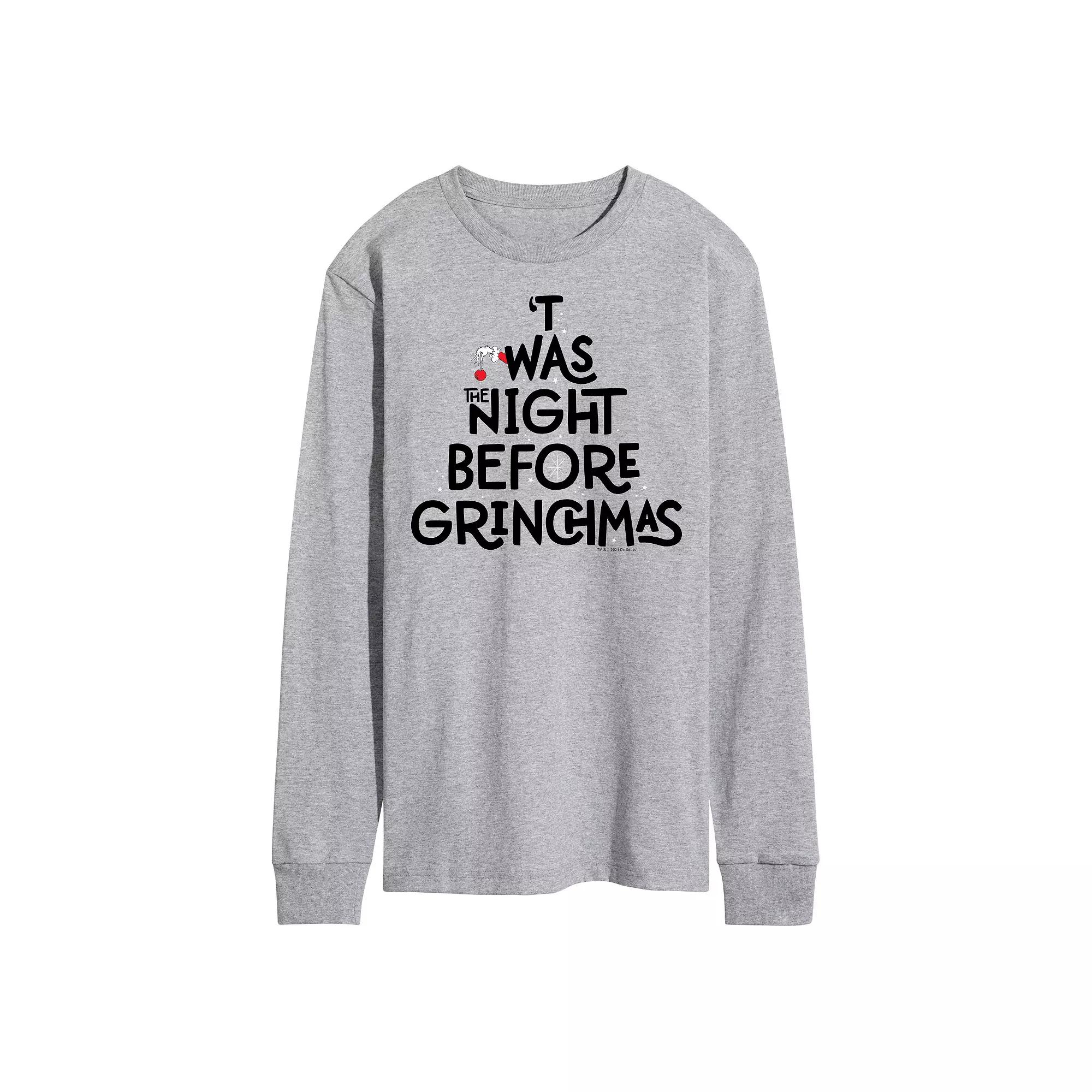 Men's Dr. Seuss Grinch Night Before Grinchmas Long Sleeve Tee,  Product Image