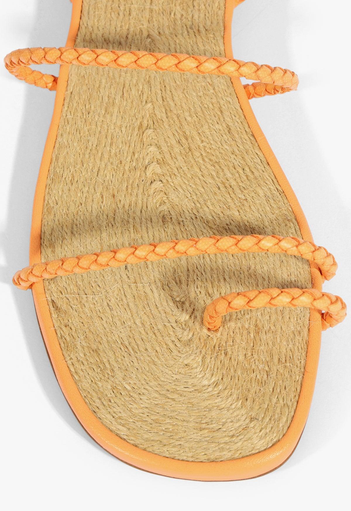 Kaya Orange Leather Flat Sandal Product Image