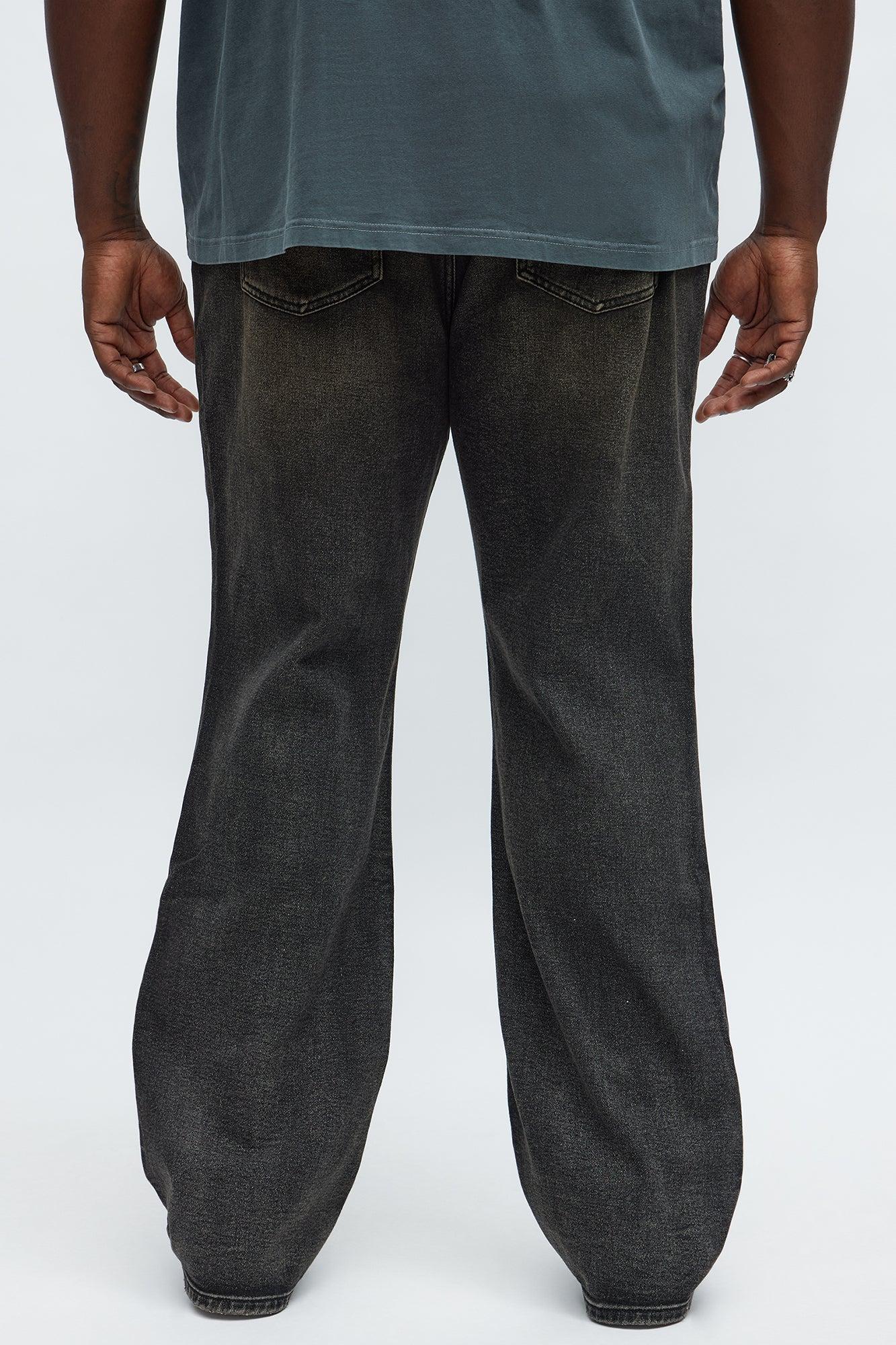 Stacked Slim Flare All Alone Distressed Jeans - Black Wash Male Product Image