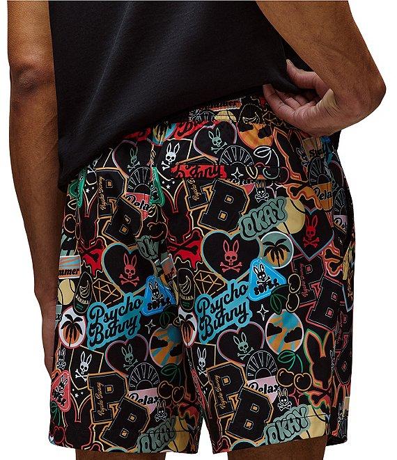 Psycho Bunny Marco Printed Pattern 5 3/4#double; Inseam Swim Trunks Product Image