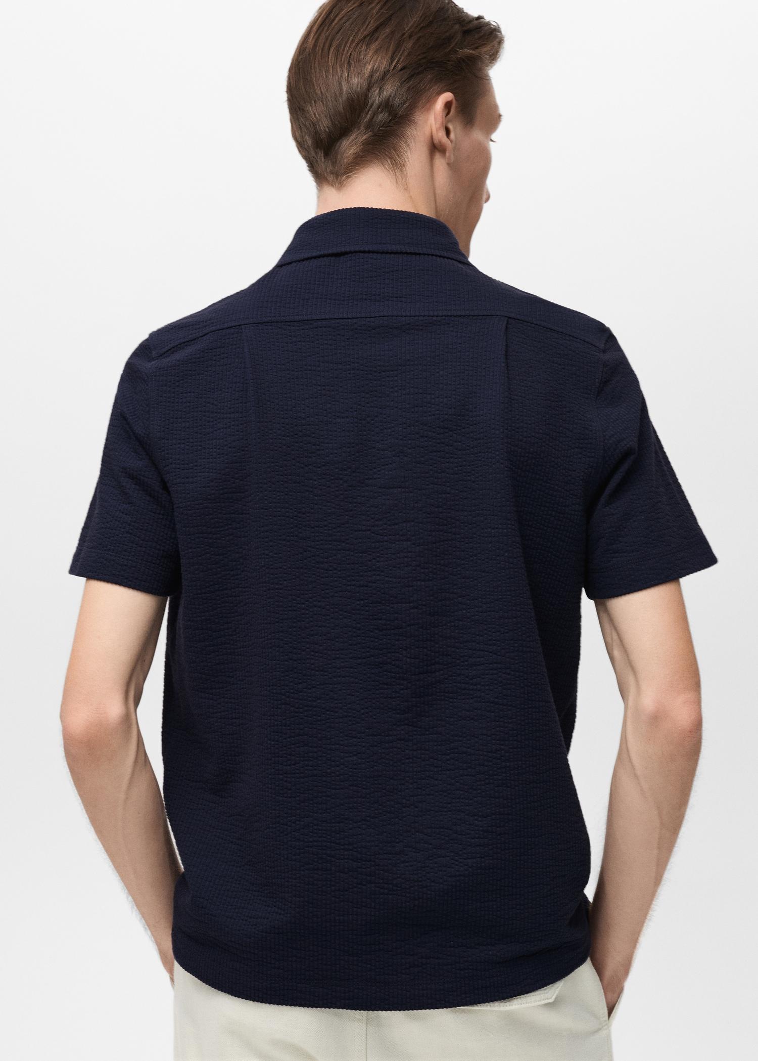 Seersucker cotton polo shirt - Men | MANGO USA Product Image