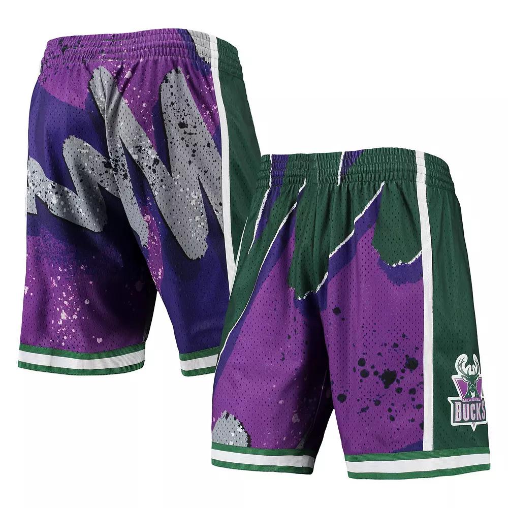 Men's Mitchell & Ness Purple Milwaukee Bucks Hardwood Classics 2000 Hyper Hoops Swingman Shorts,  Product Image