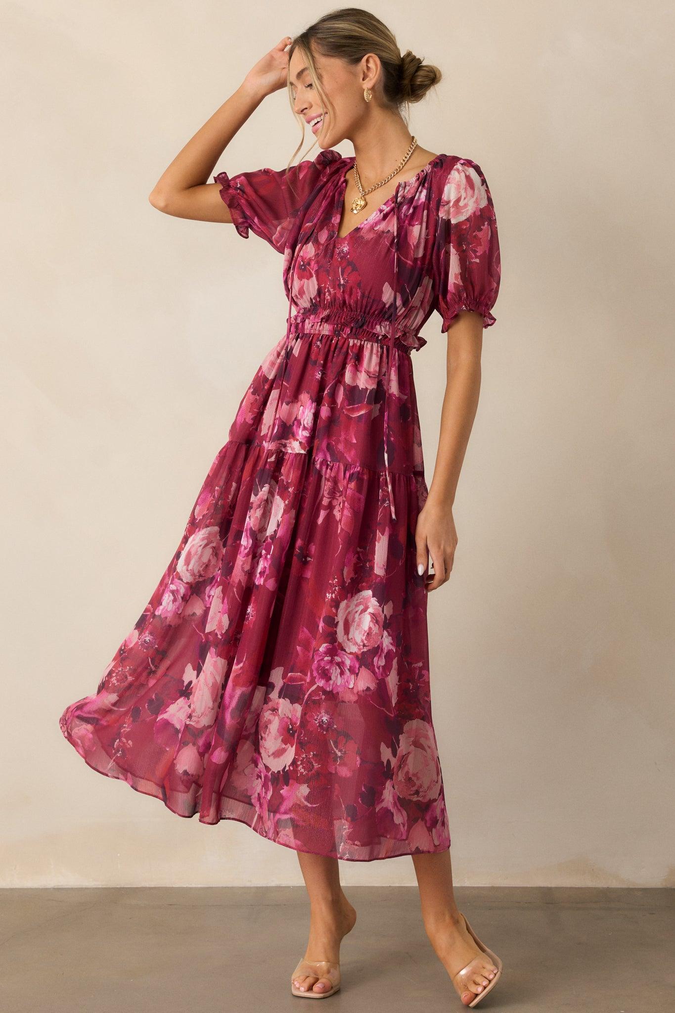 Meadows Call Berry Floral Maxi Dress Product Image