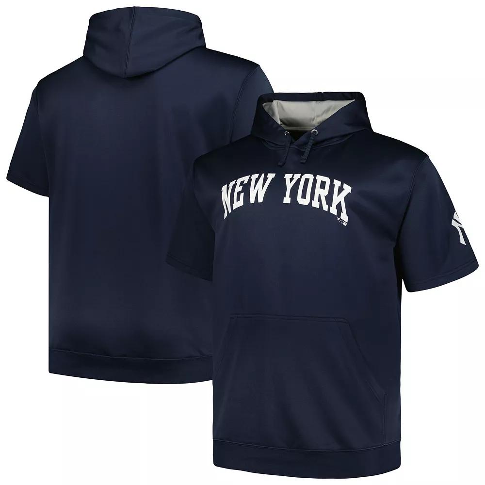 Men's Profile Navy New York Yankees Big & Tall Contrast Short Sleeve Pullover Hoodie, Size: 3XLT, Blue Product Image