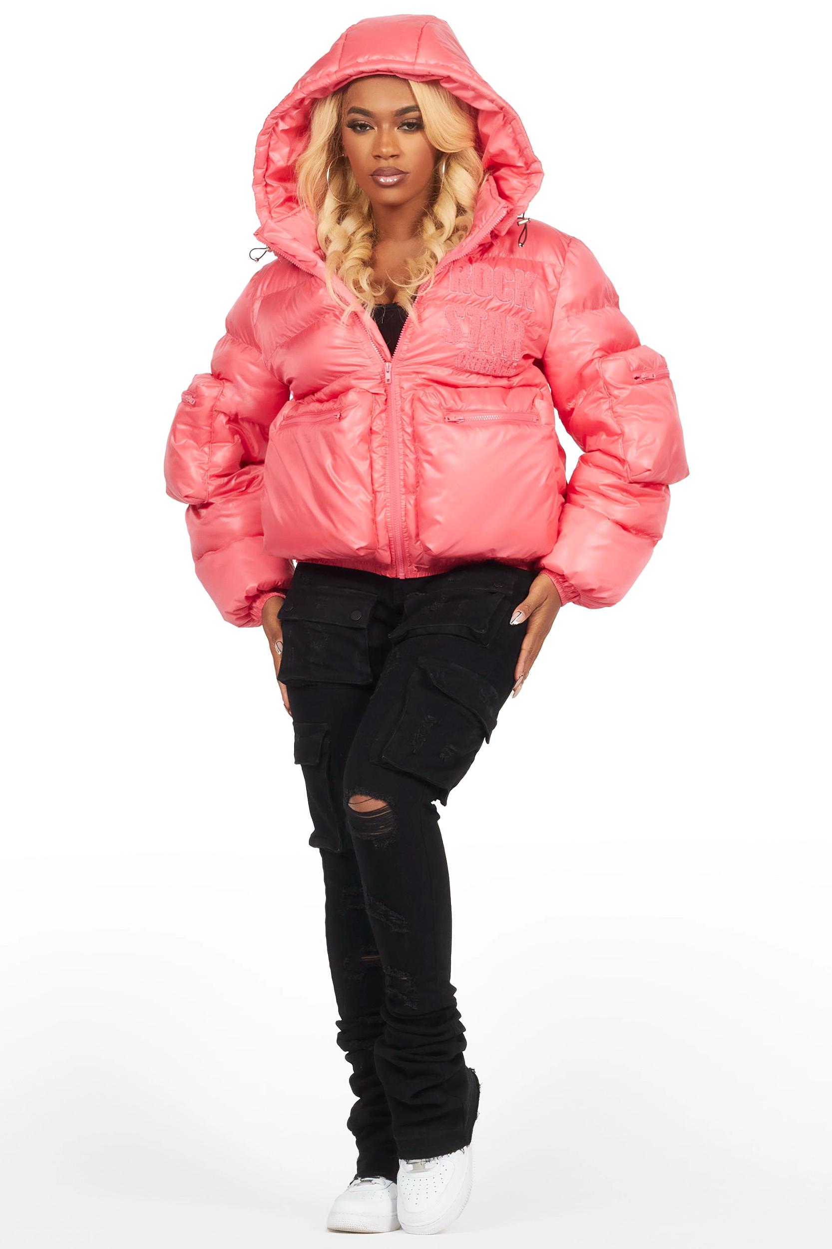 Keisha Pink Cargo Puffer Jacket Female Product Image