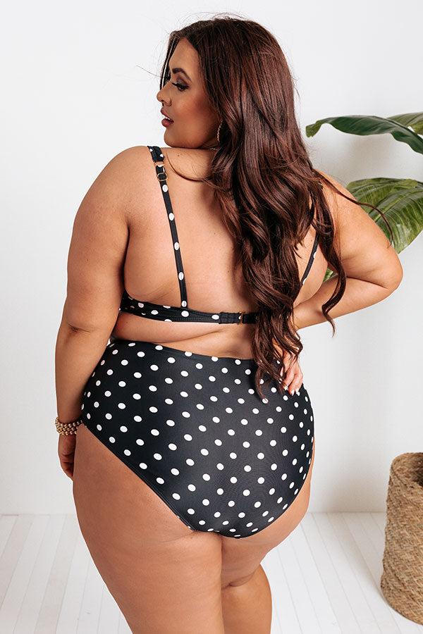 Tanning In Tulum Polka Dot Bikini Top in Black Product Image