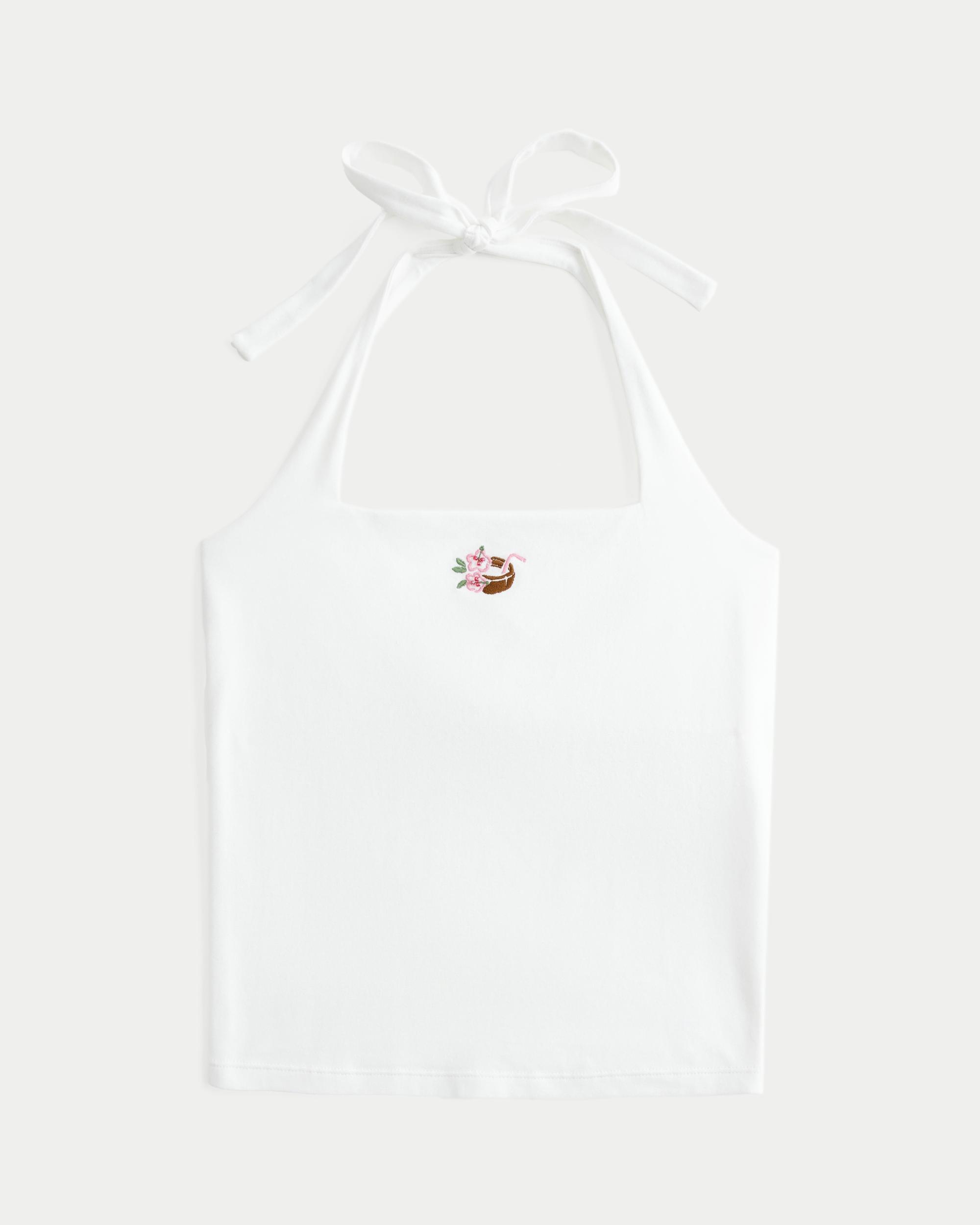 Beaded Graphic Halter Top Product Image