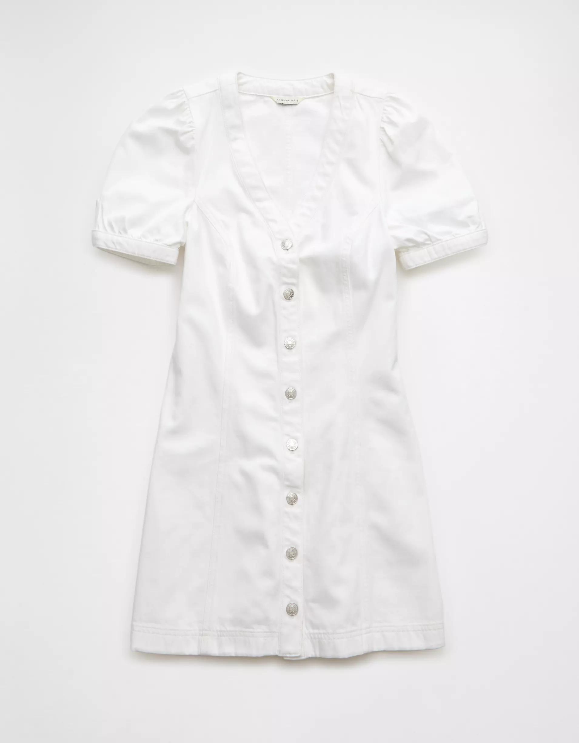 AE Puff Sleeve Denim Shift Dress Product Image