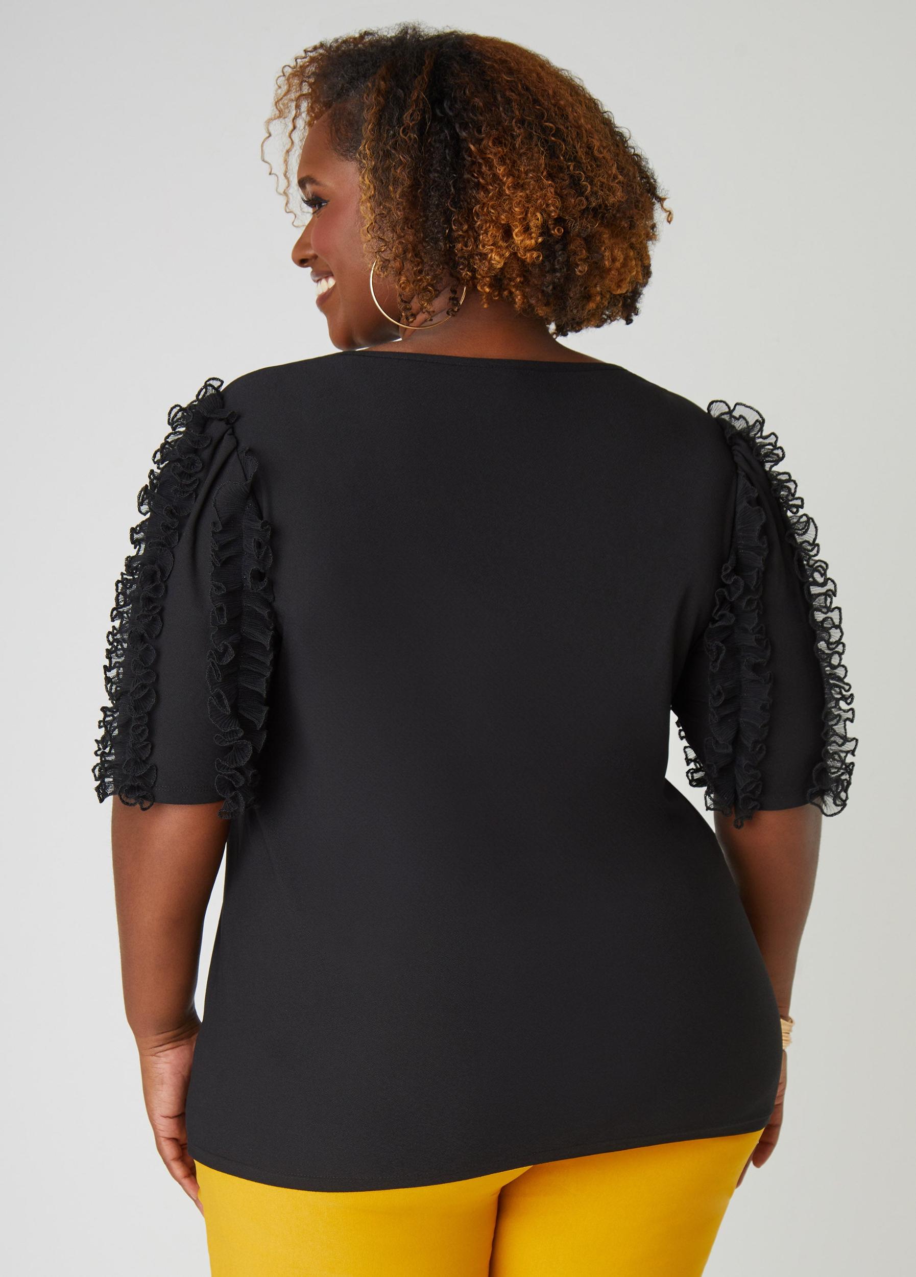 Plus Size Ruffled Profile Top Ashley Stewart Product Image