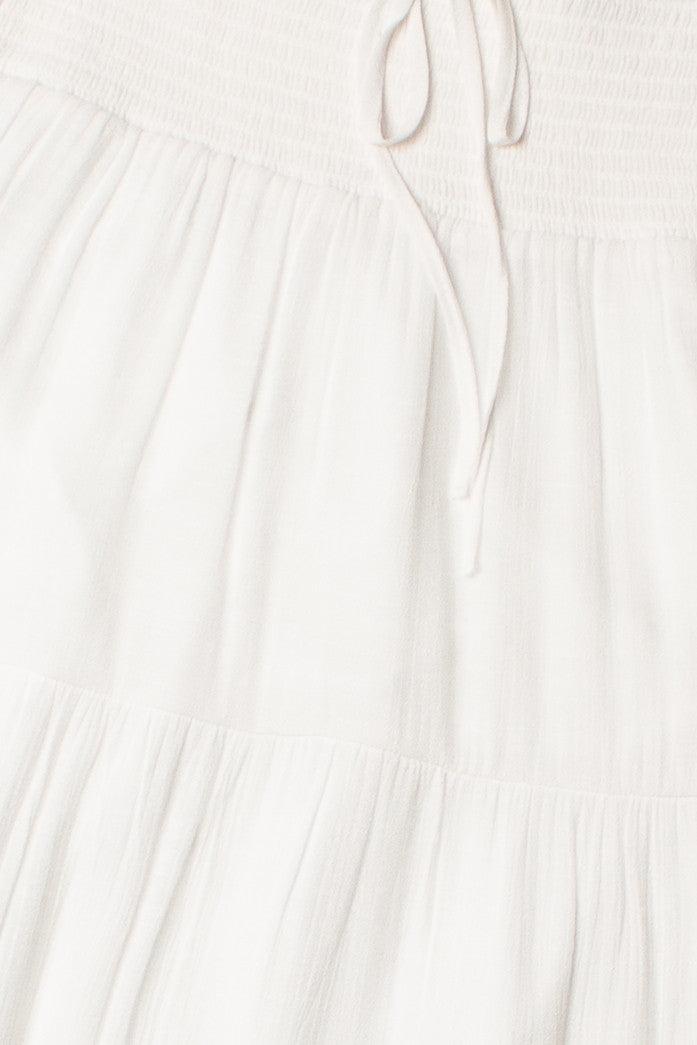 White Smocked Waist Maxi Skirt Product Image
