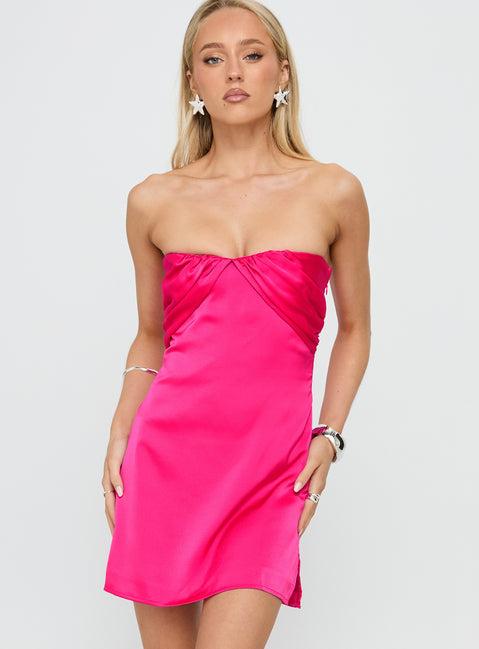 Irena Strapless Mini Dress Hot Pink Product Image