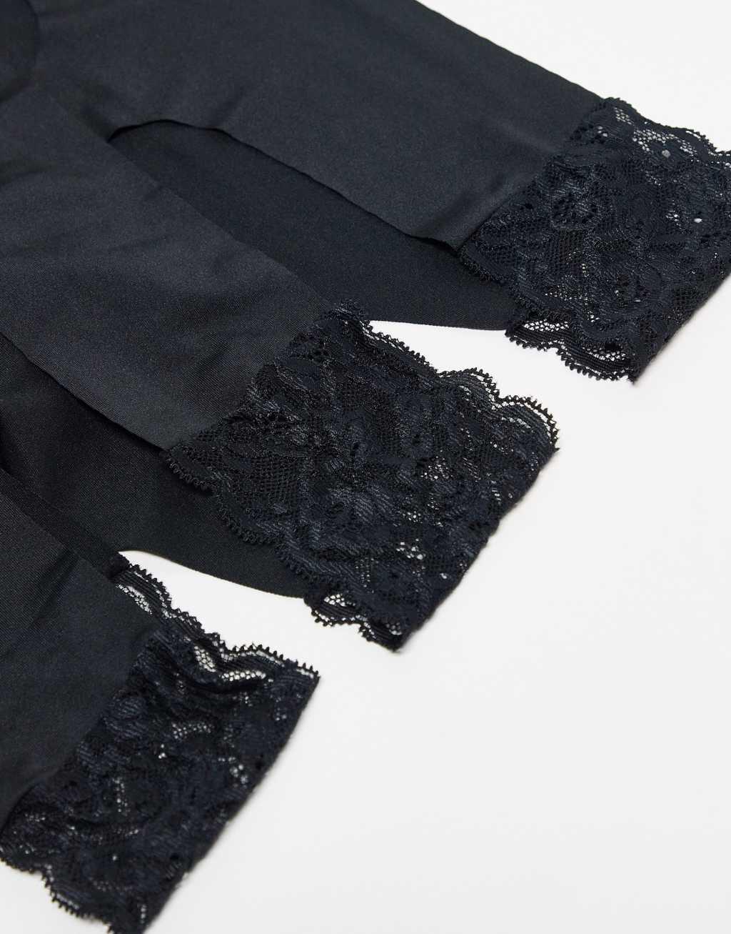 ASOS DESIGN 3 pack no VPL & lace thong in black Product Image