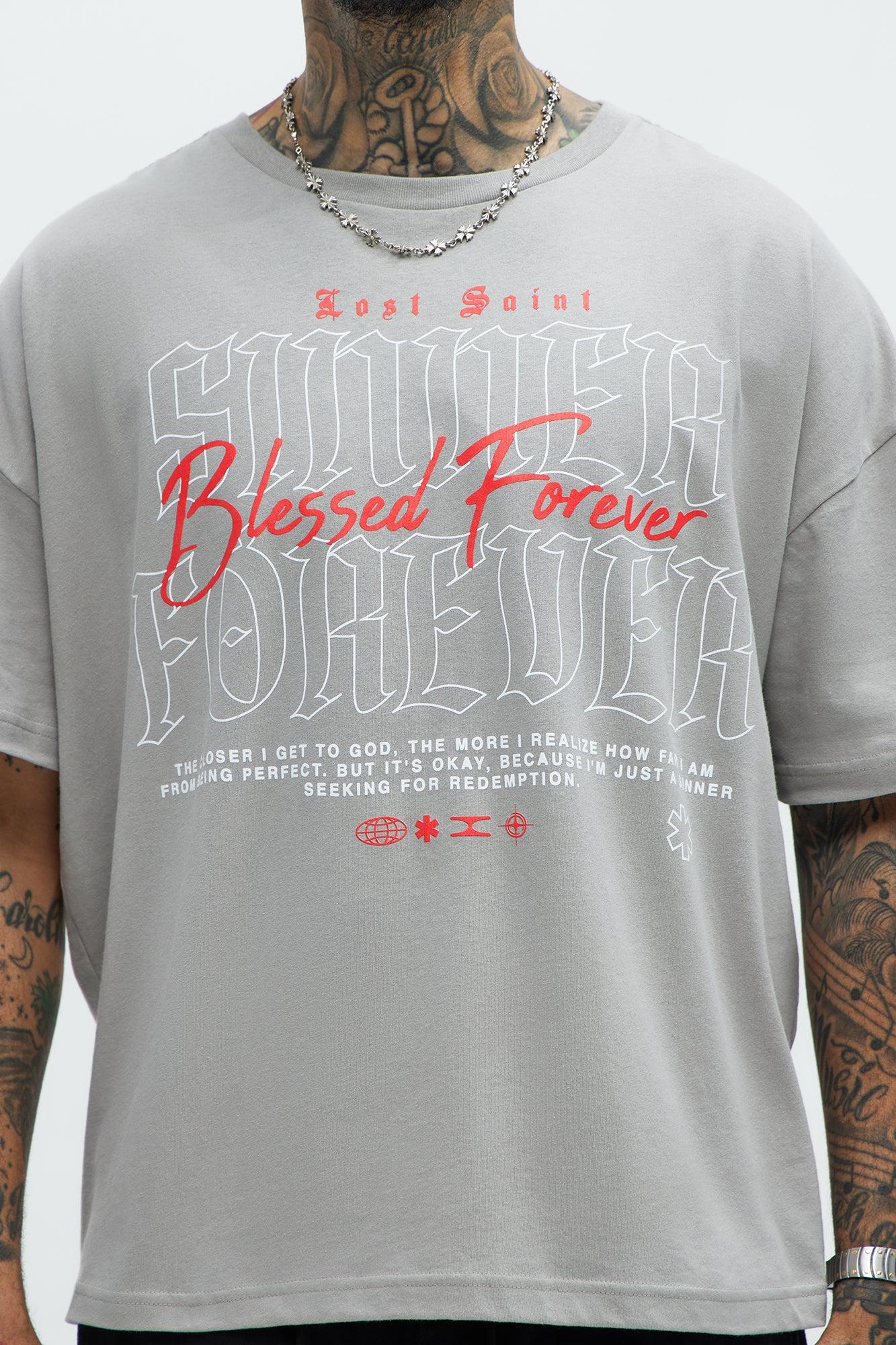 Lost Saint Blessed Forever Oversized Short Sleeve Tee - Charcoal Product Image