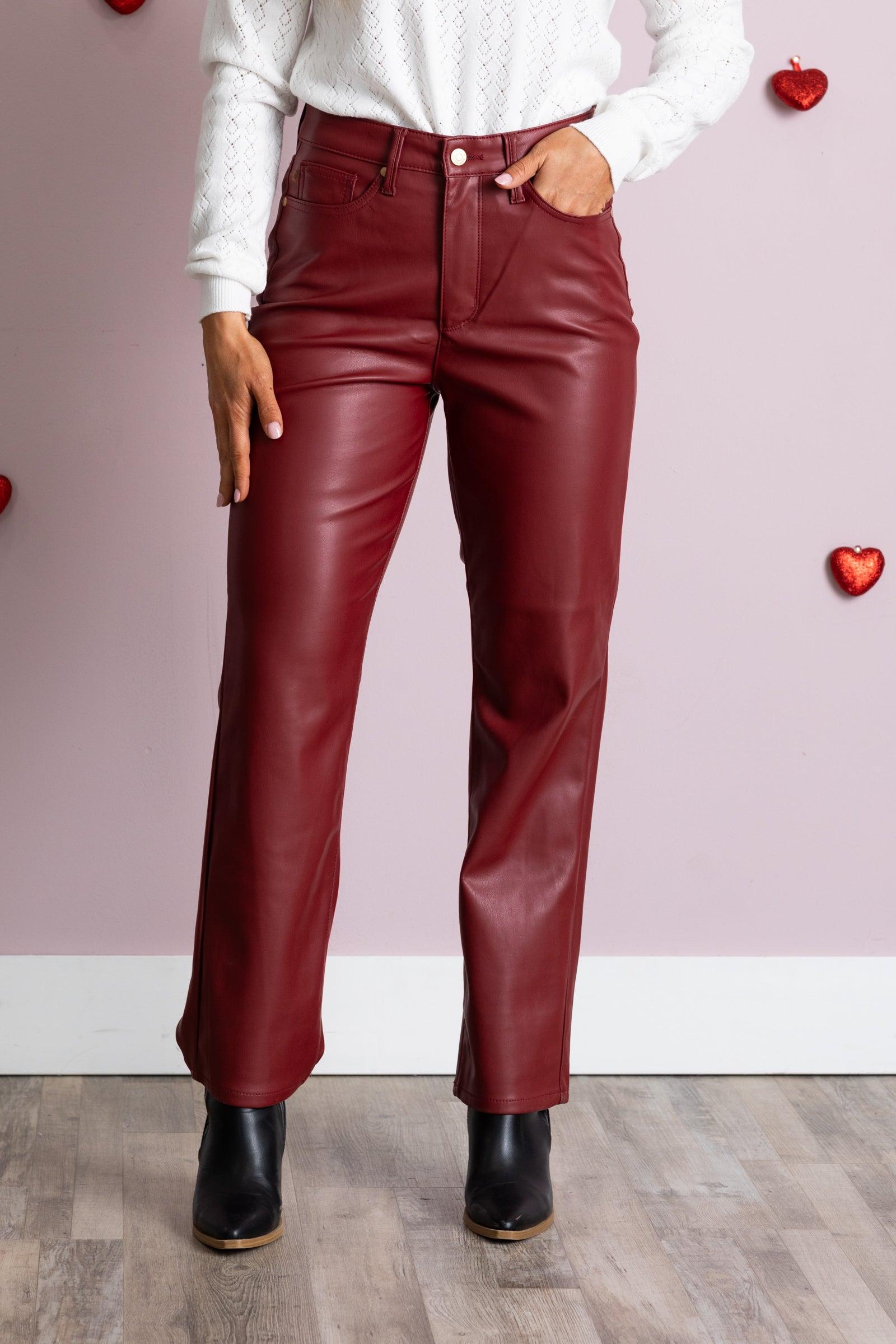 Judy Blue Tummy Control Red Leather Pant Product Image