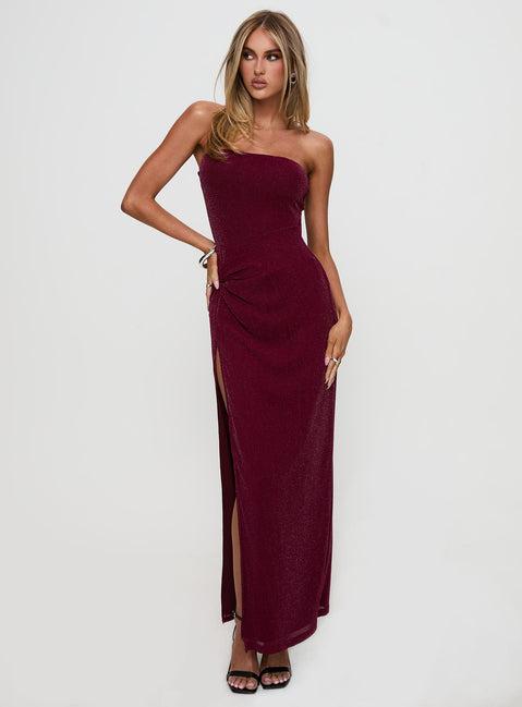 Jeniva Straplesss Maxi Dress Plum Product Image
