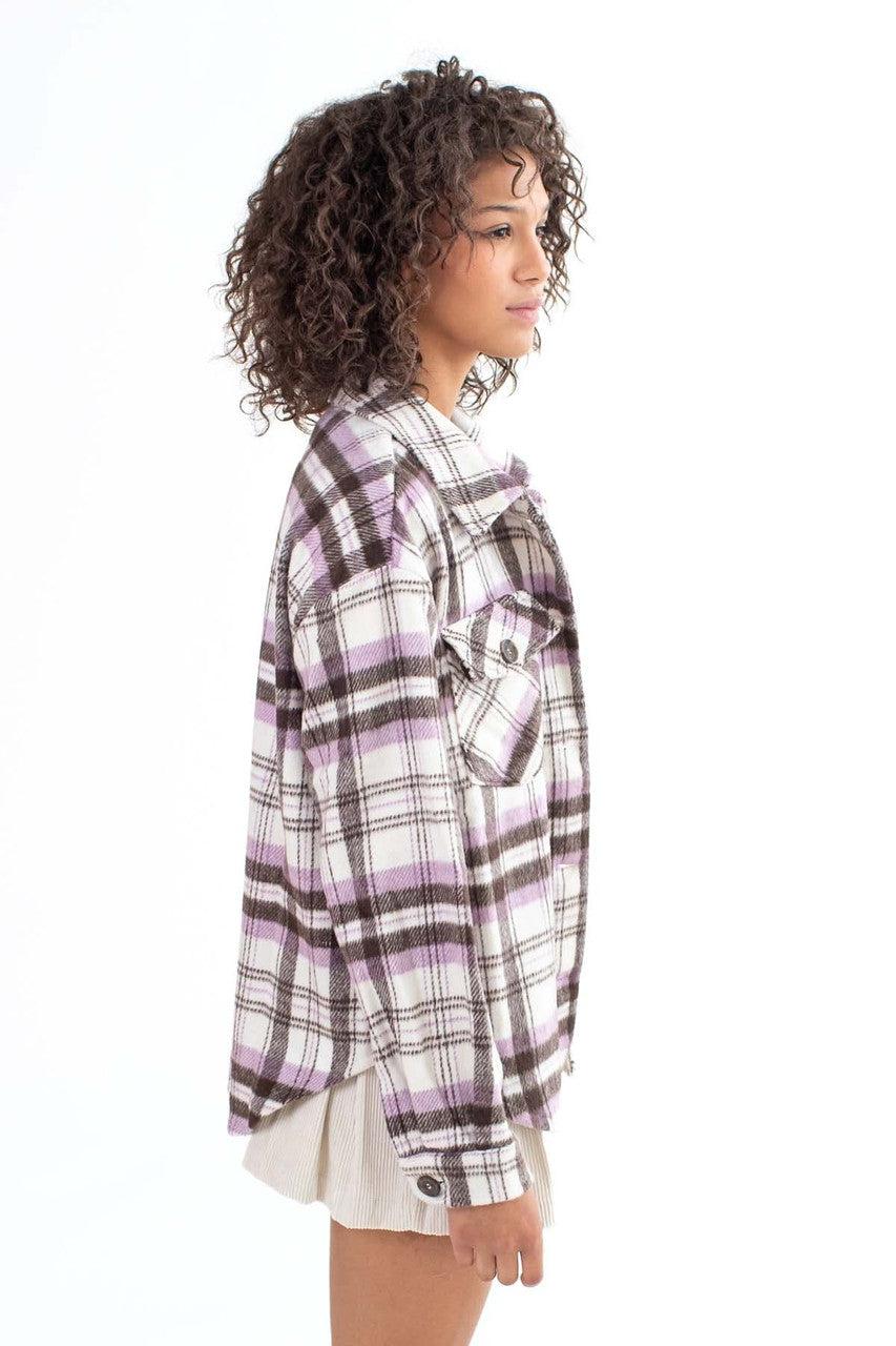 Lavender Brushed Plaid Jacket Product Image