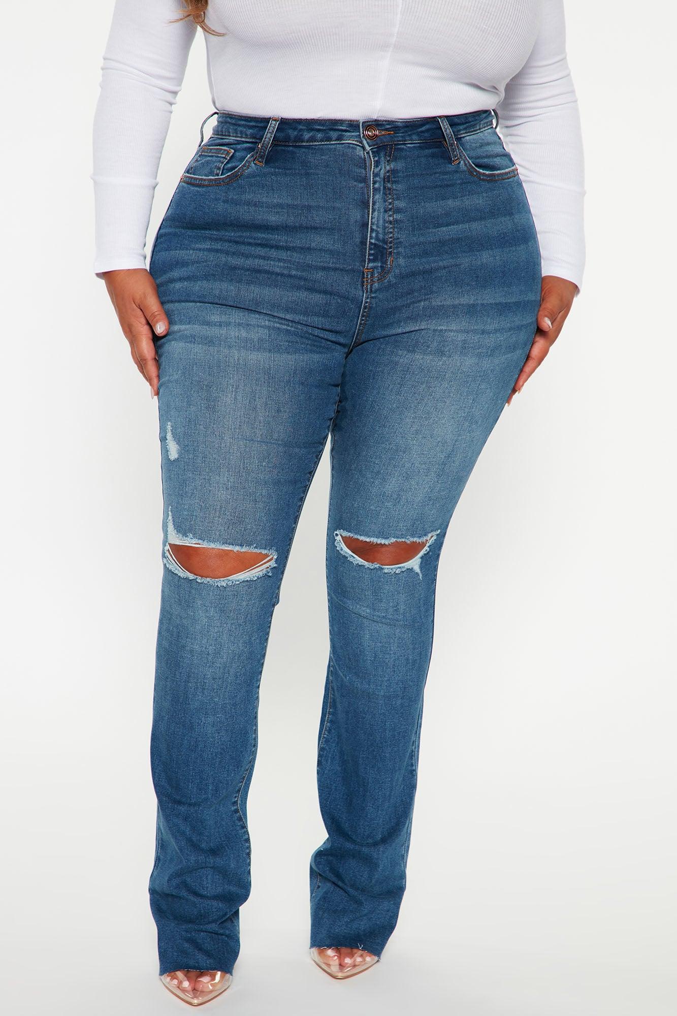 Best Stretch Ripped High Rise Bootcut Jeans - Dark Wash Product Image