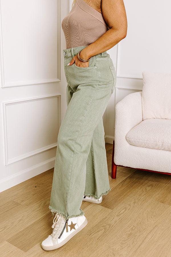 Risen Iris Midrise Wide Leg Jean in Sage Curves Product Image